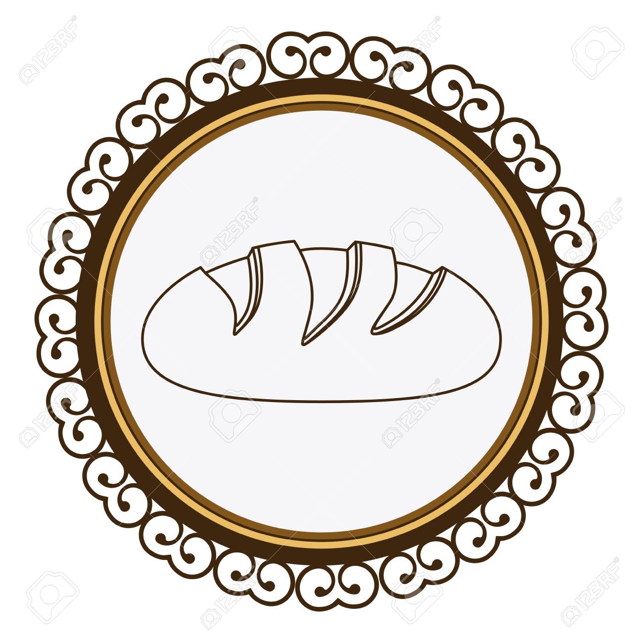 シルエット自家製パン食品アイコン ベクトル図と装飾的なフレームのイラスト素材 ベクタ Image シルエット自家製パン食品アイコン ベクトル図と装飾的なフレームのイラスト素材 ベクタ Image