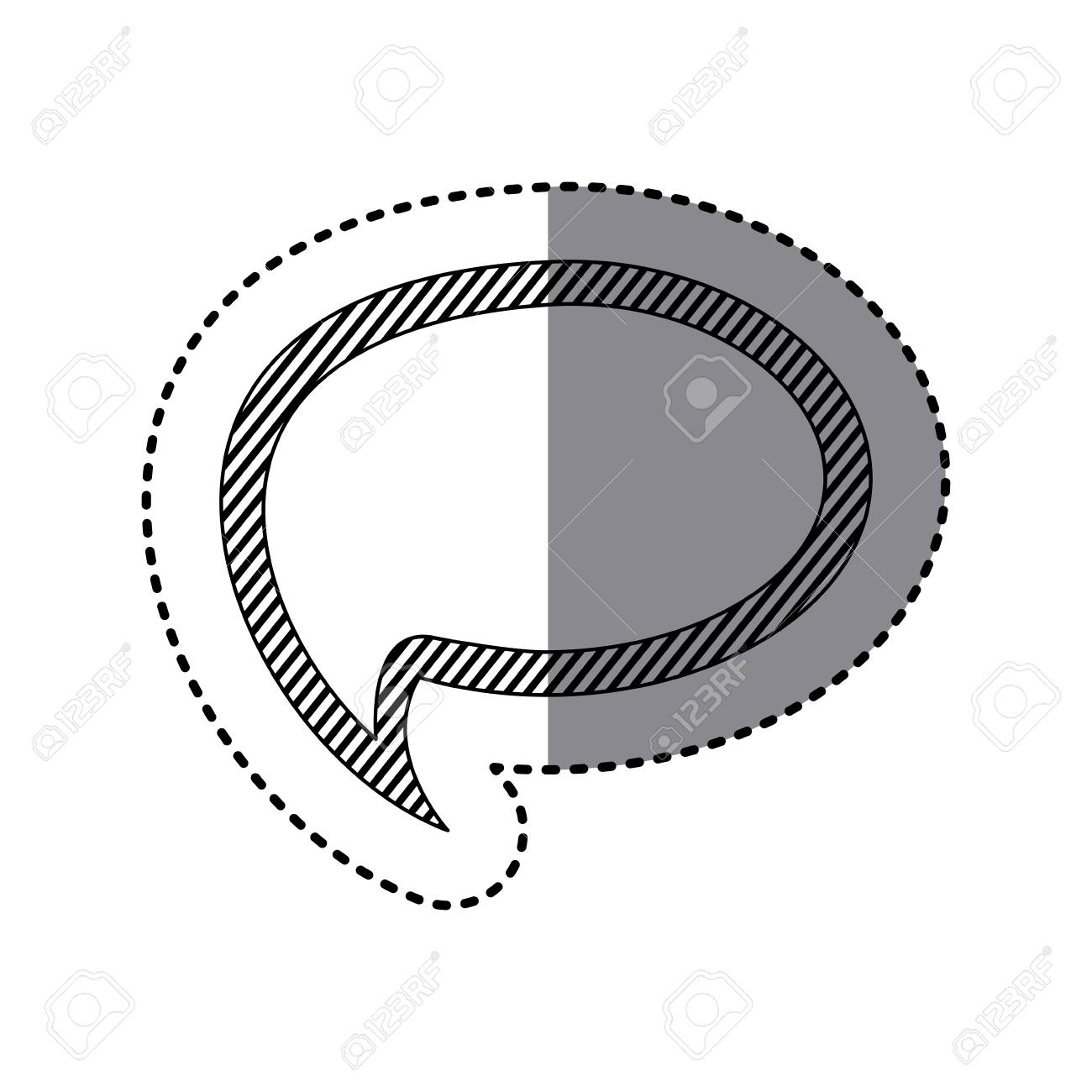 尾を持つクラウド音声の白黒のステッカーとストライプの輪郭ベクトル イラストのイラスト素材 ベクタ Image