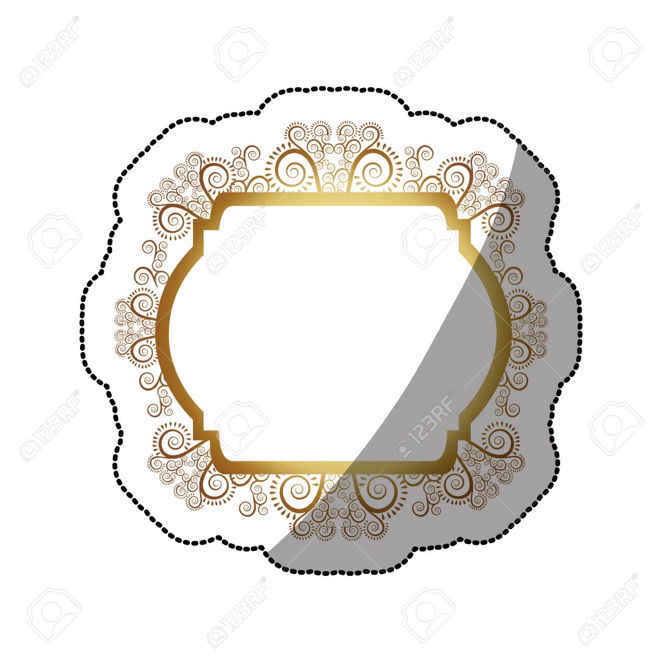 Sticker Golden Curved Rectangle Heraldic Baroque Frame Vector Sticker Golden Curved Rectangle Heraldic Baroque Frame Vector
