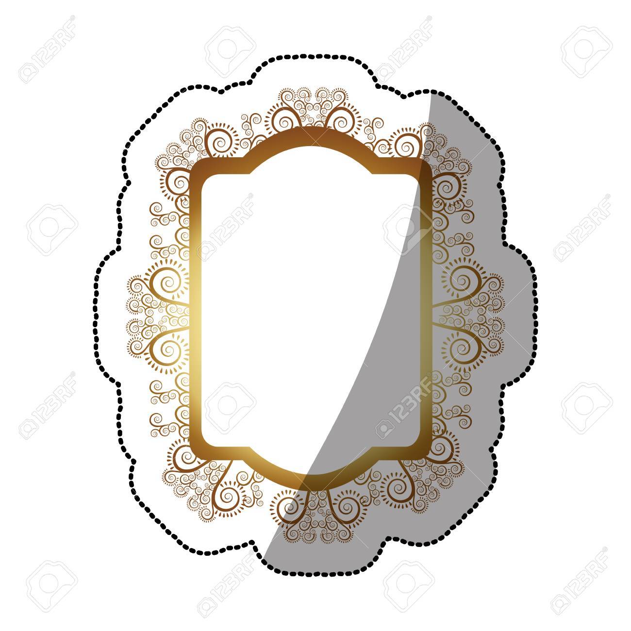 Sticker Golden Oval Rectangle Heraldic Baroque Frame Vector Sticker Golden Oval Rectangle Heraldic Baroque Frame Vector