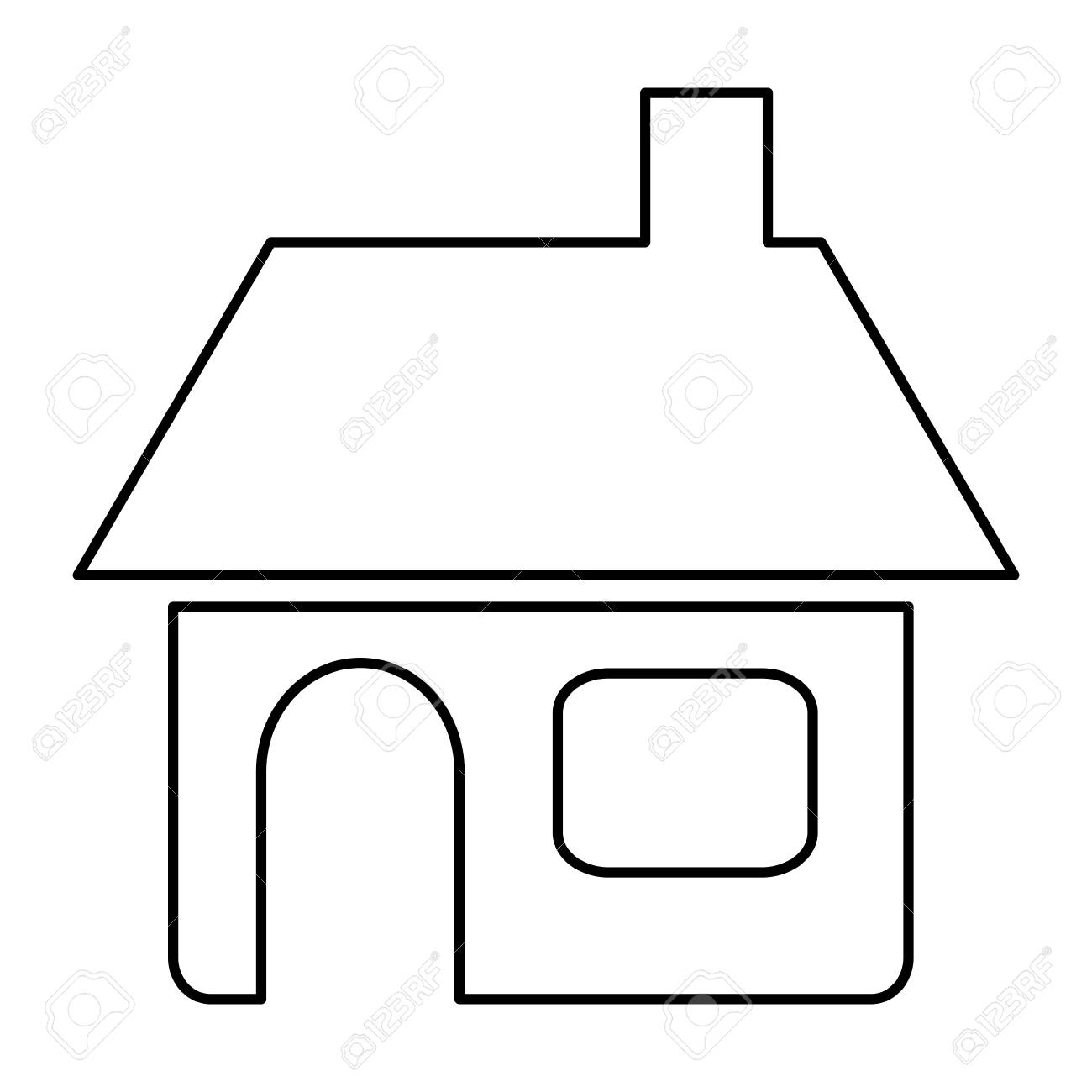 Casa De Figura Con Dos Ventanas Puerta Y Chimenea Diseno De Ilustracion Vectorial Ilustraciones Vectoriales Clip Art Vectorizado Libre De Derechos Image 74736969