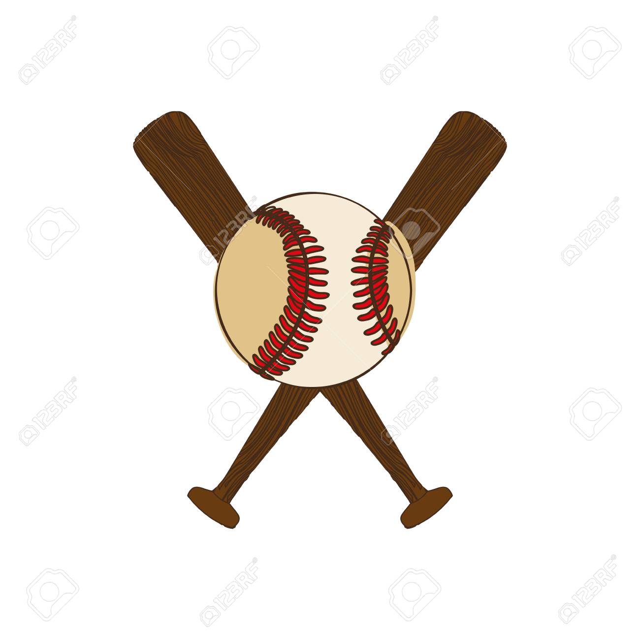 野球のバットとボールのベクトル図シルエット カラー のイラスト素材 ベクタ Image