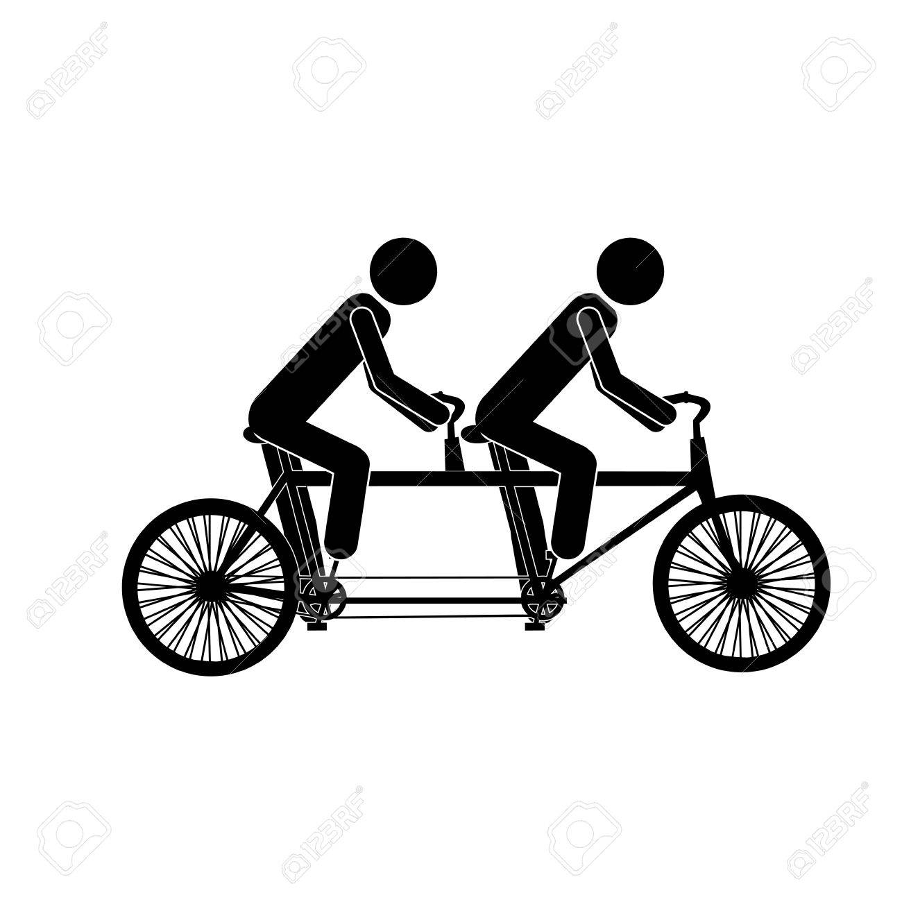 Monochrom Piktogramm Der Manner In Tandem Fahrrad Vektor Illustration Lizenzfrei Nutzbare Vektorgrafiken Clip Arts Illustrationen Image