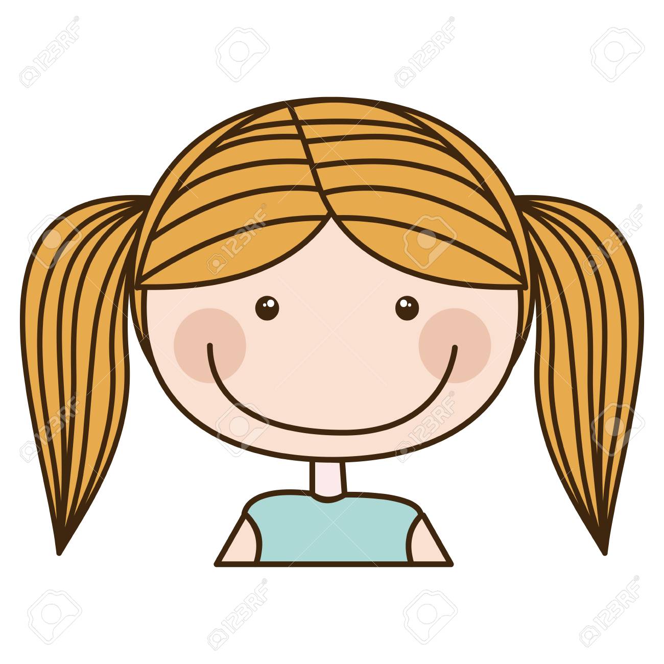 Visão Frontal Do Cabelo Longo E Louro Ilustração Stock