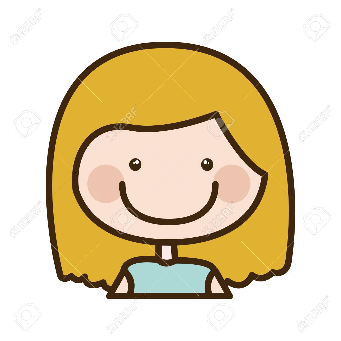 Color Silhouette Cartoon Half Body Girl With Short Blond Hair