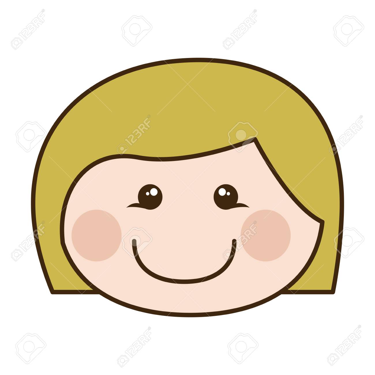 Color Silhouette Cartoon Front Face Girl With Blond Short Hair
