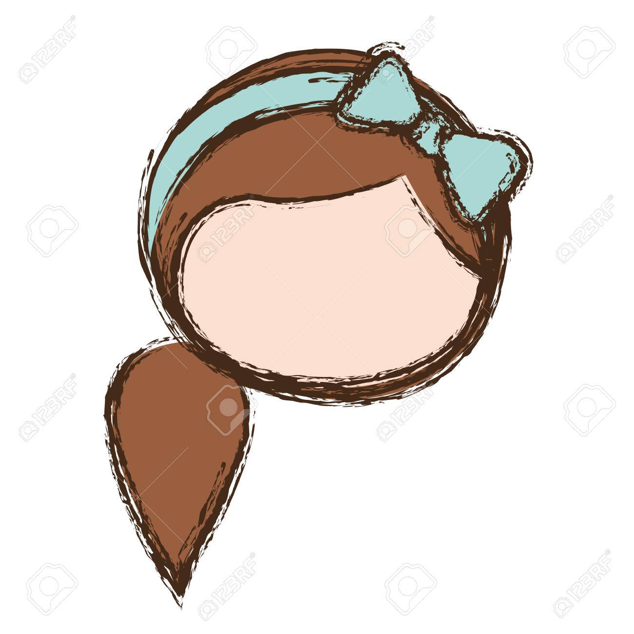 blurred colorful faceless cartoon girl with side ponytail hair