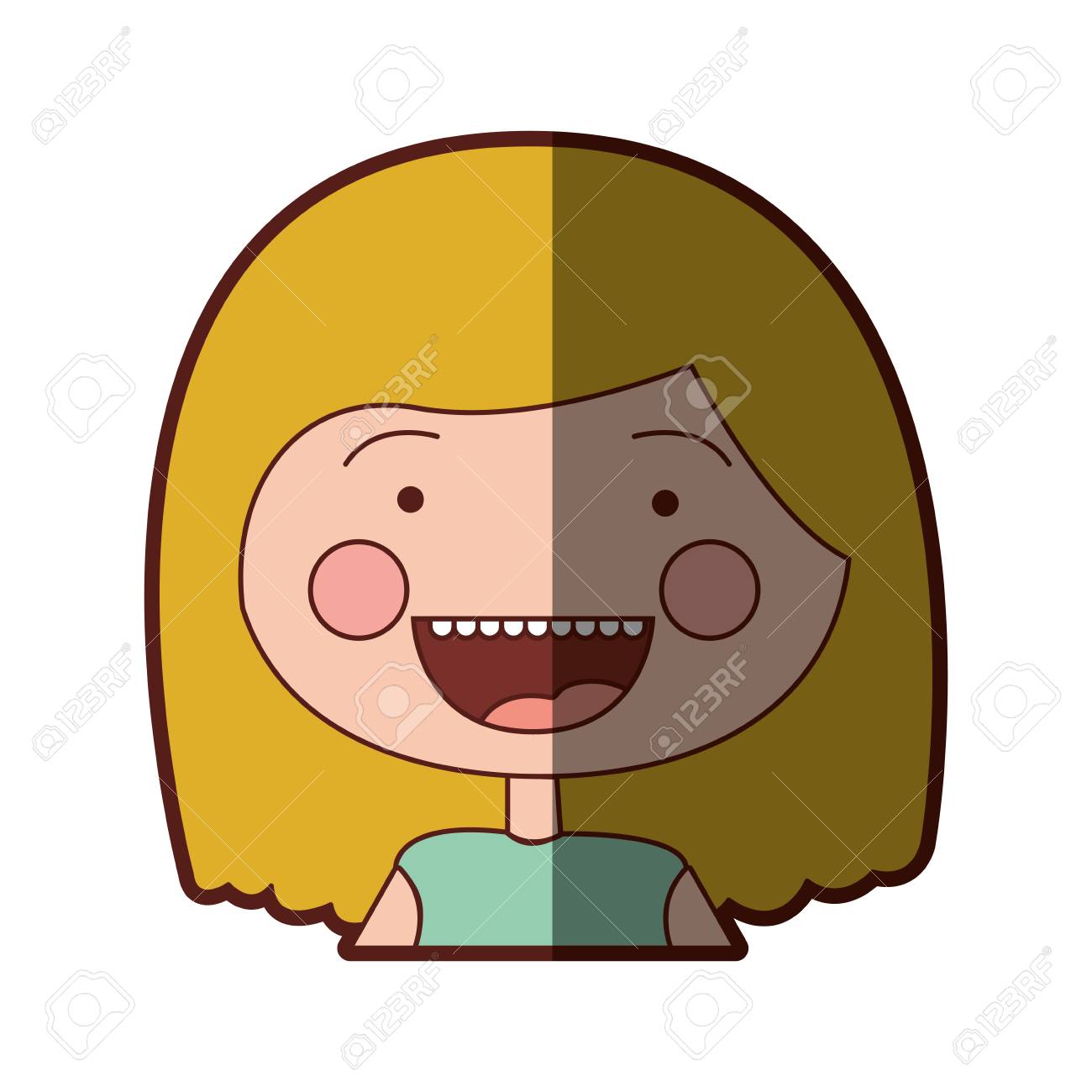 Color Silhouette Shading Smile Expression Cartoon Half Body Girl