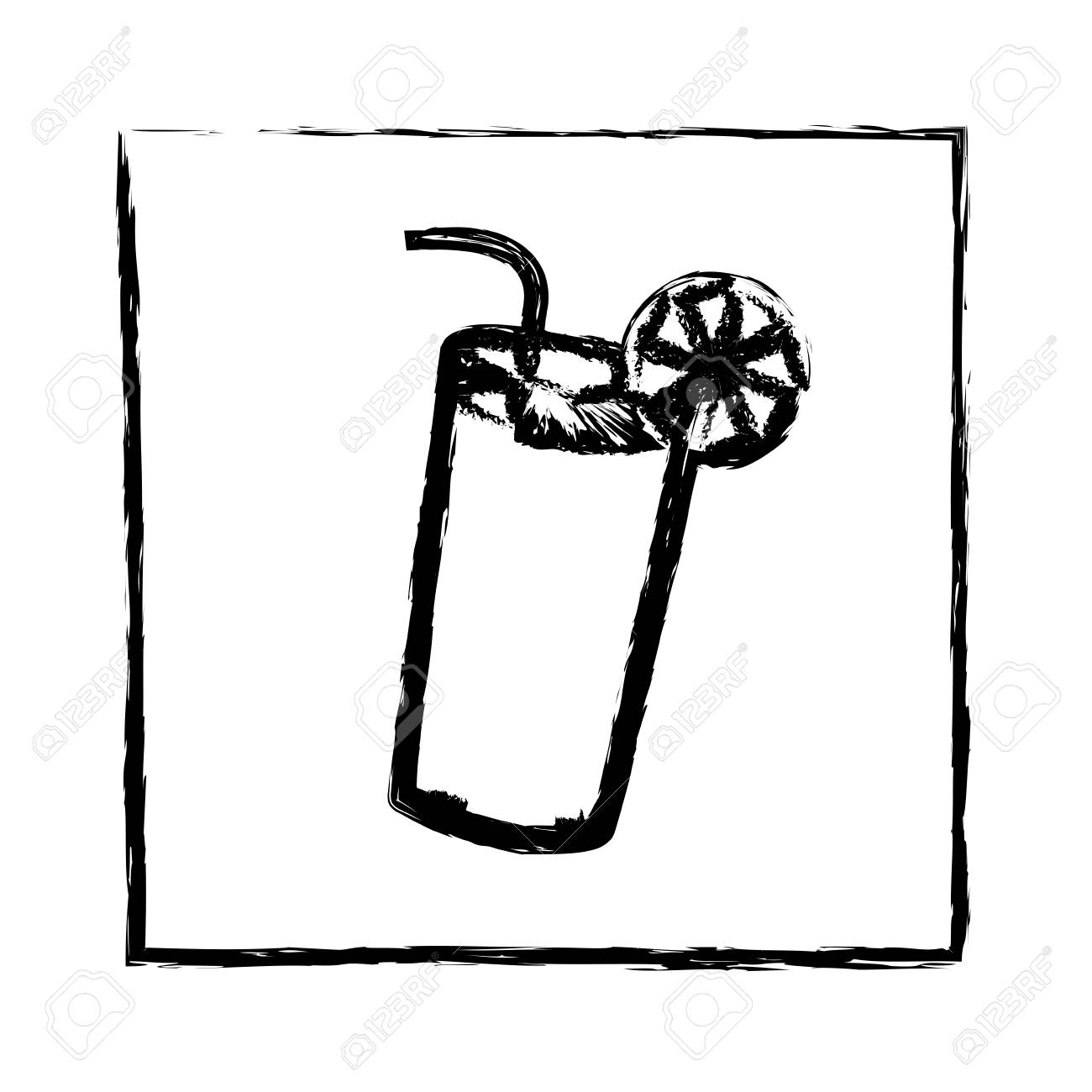 カクテル グラスのベクトル図とフレームのモノクロのぼやけたシルエット のイラスト素材 ベクタ Image