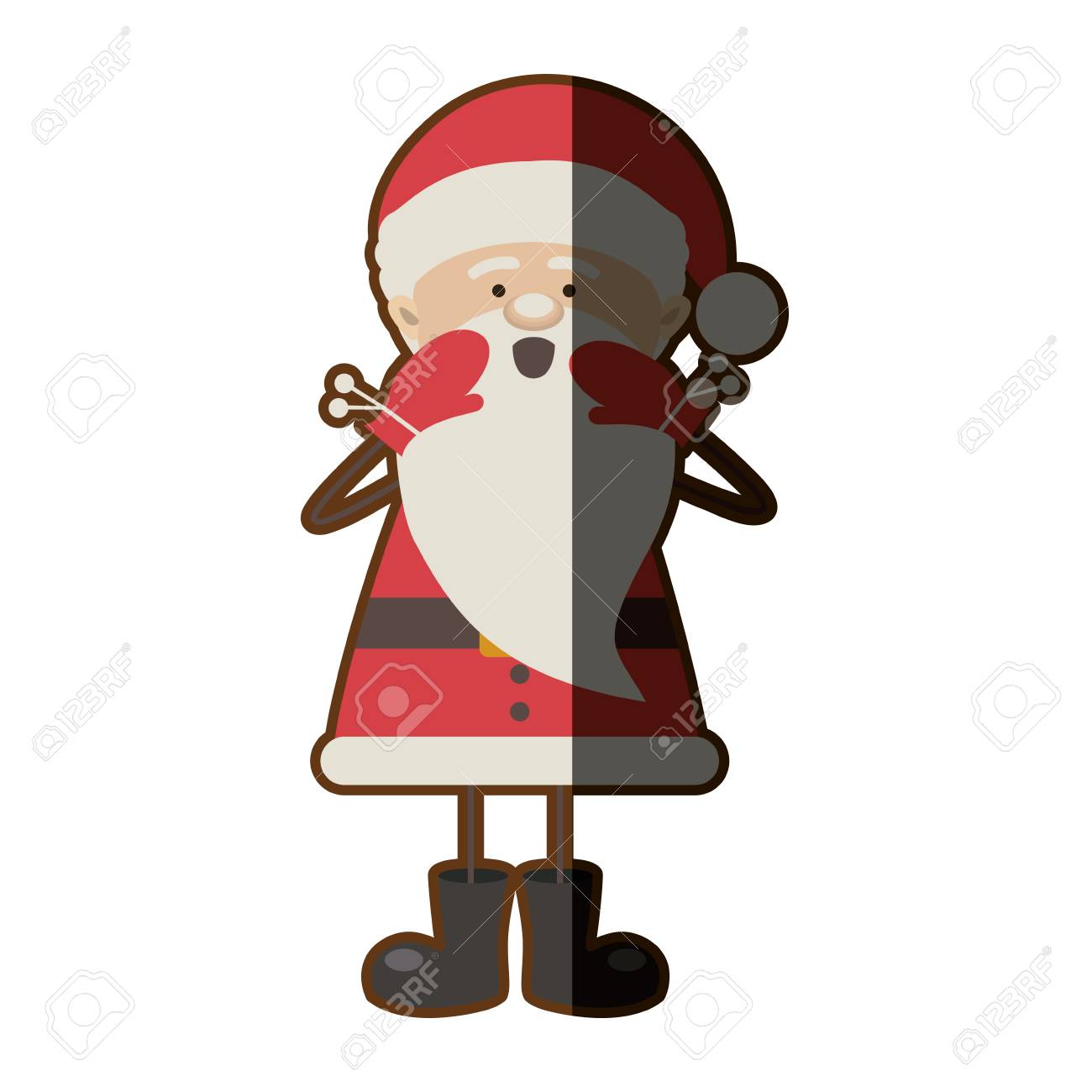 Immagini Di Babbo Natale Colorate.Vettoriale Sagoma Colorata Caricatura Di Babbo Natale Urlando E Meta Ombra Illustrazione Vettoriale Image 77183279