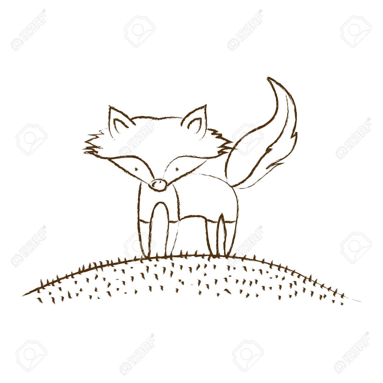 Monochrome Hand Gezeichnet Silhouette Der Fuchs In Hugel Vektor Illustration Lizenzfrei Nutzbare Vektorgrafiken Clip Arts Illustrationen Image