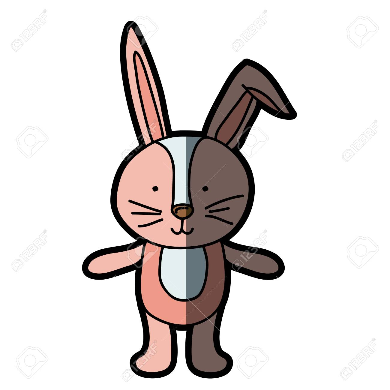 明るい色の手 Bunnywith 半影ベクトル イラストの描かれたシルエット のイラスト素材 ベクタ Image