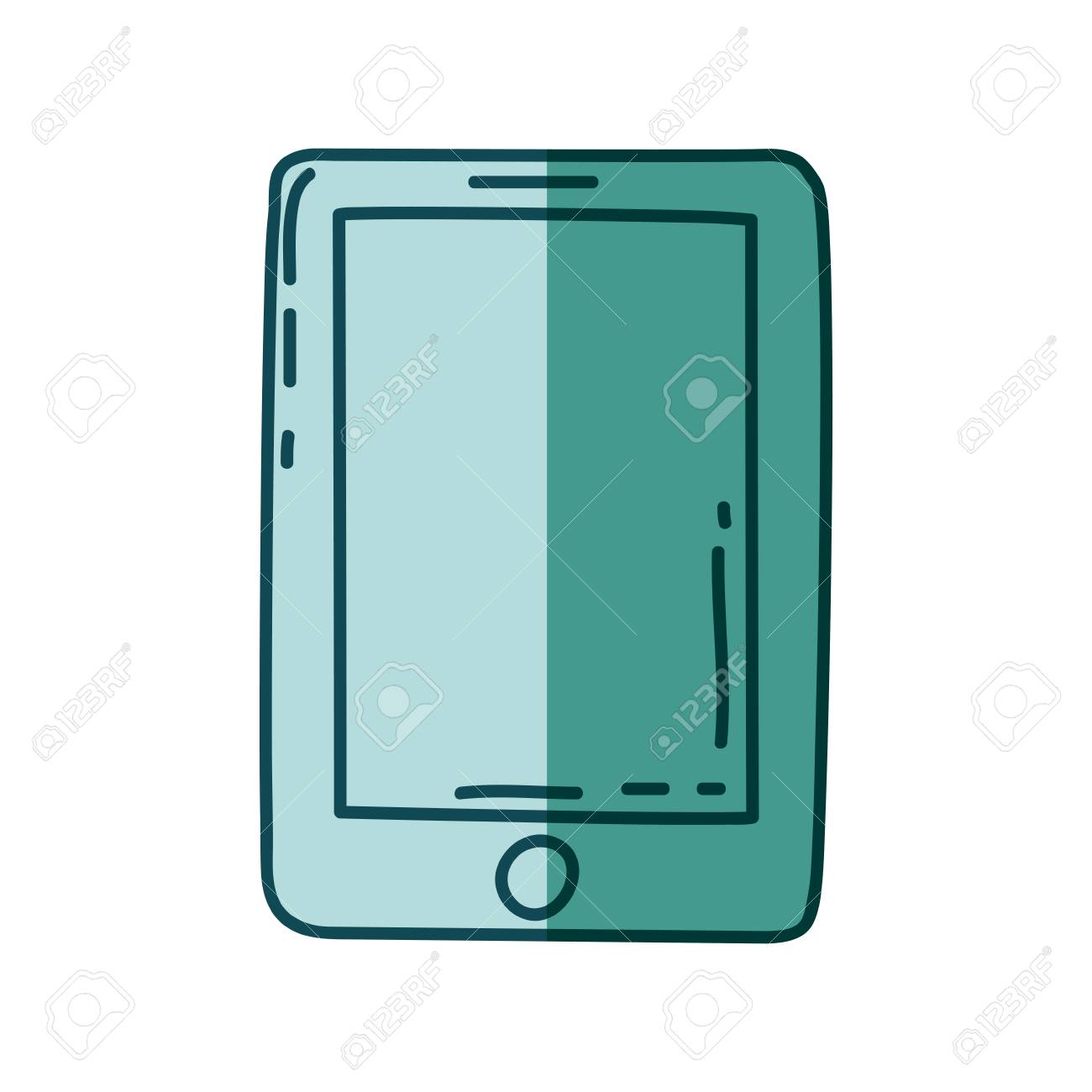 アクアマリン手タブレット デバイス ベクトル イラストの描かれたシルエットのイラスト素材 ベクタ Image
