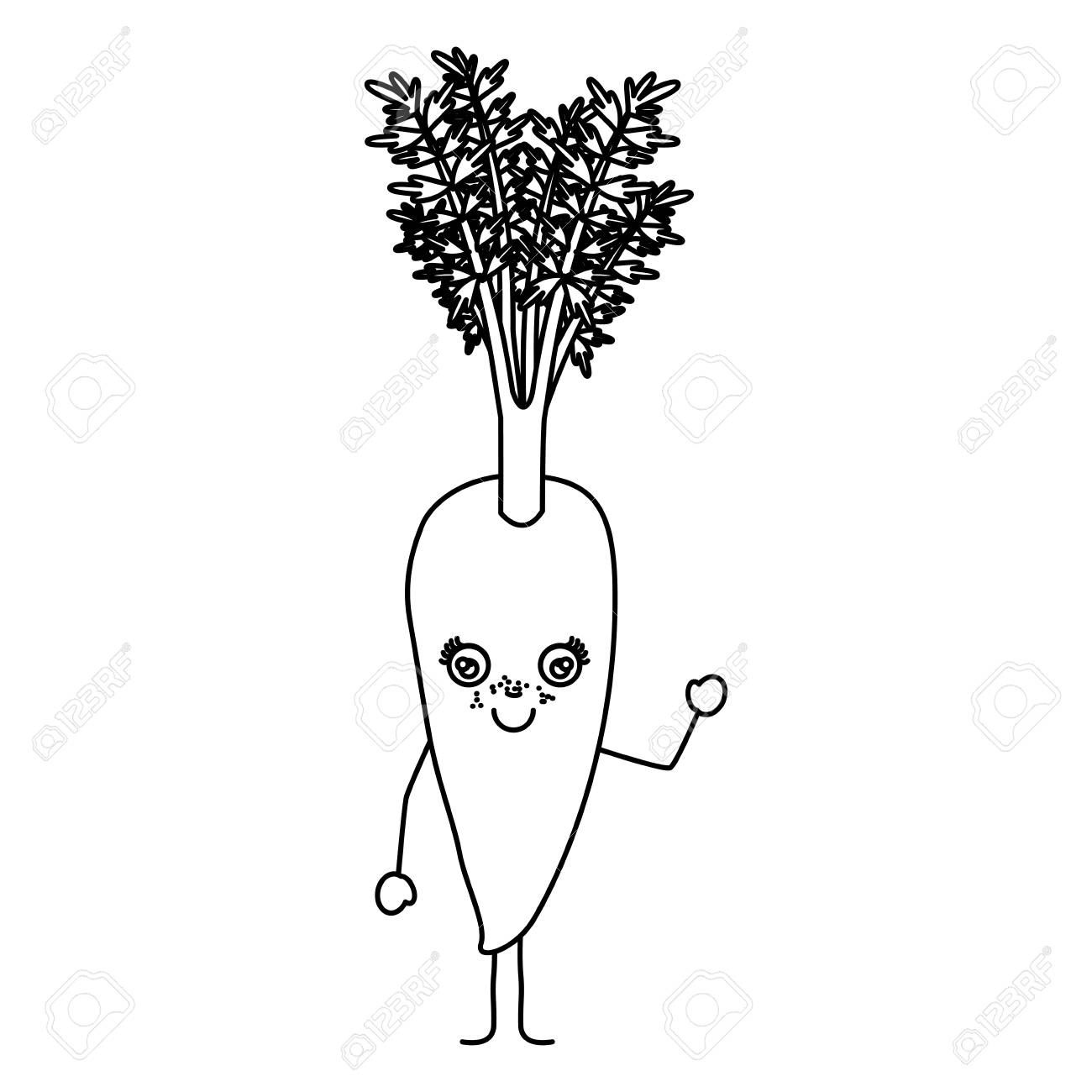 ニンジン漫画ベクトル図の黒いシルエットのイラスト素材 ベクタ Image