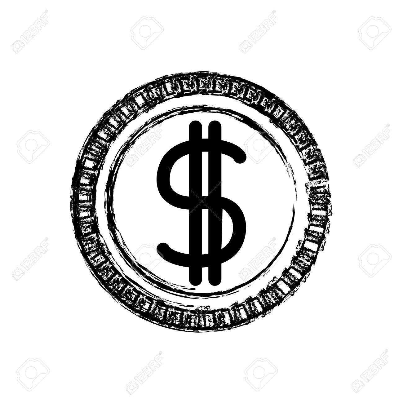 金コインのアイコン ベクトル イラストの白黒のぼやけたシルエットのイラスト素材・ベクター Image 77854885