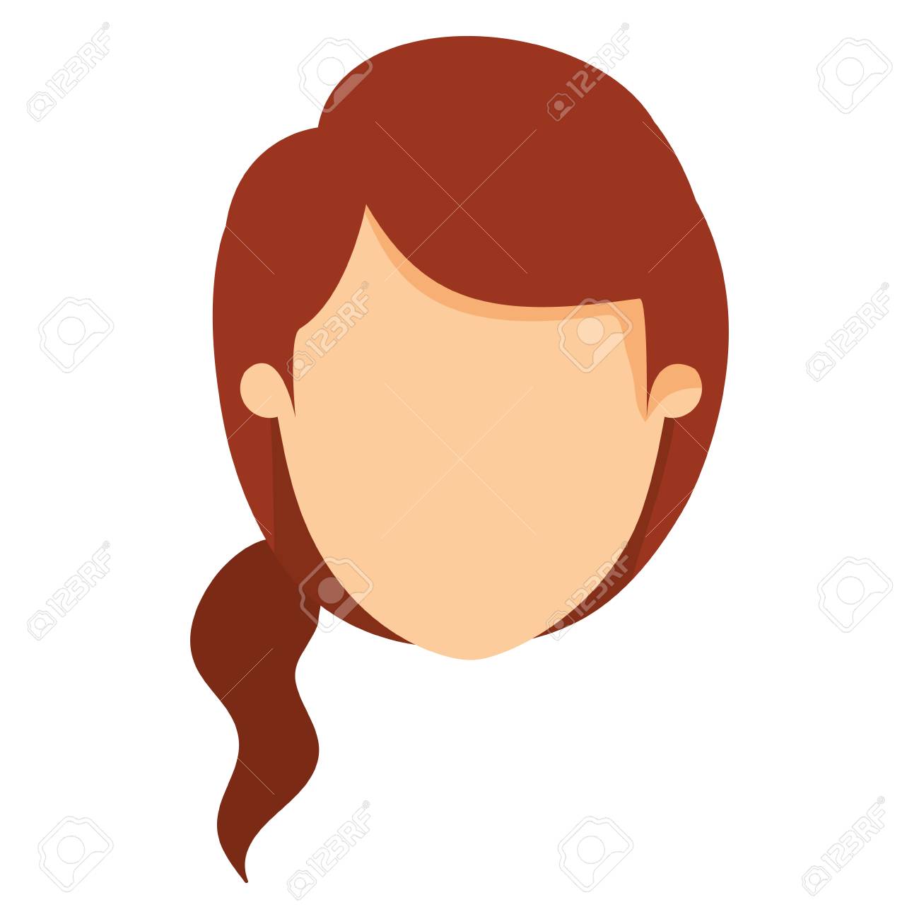 赤毛のポニーテール サイド髪ベクトル イラスト カラフルなイメージ似顔絵正面顔女性 のイラスト素材 ベクタ Image