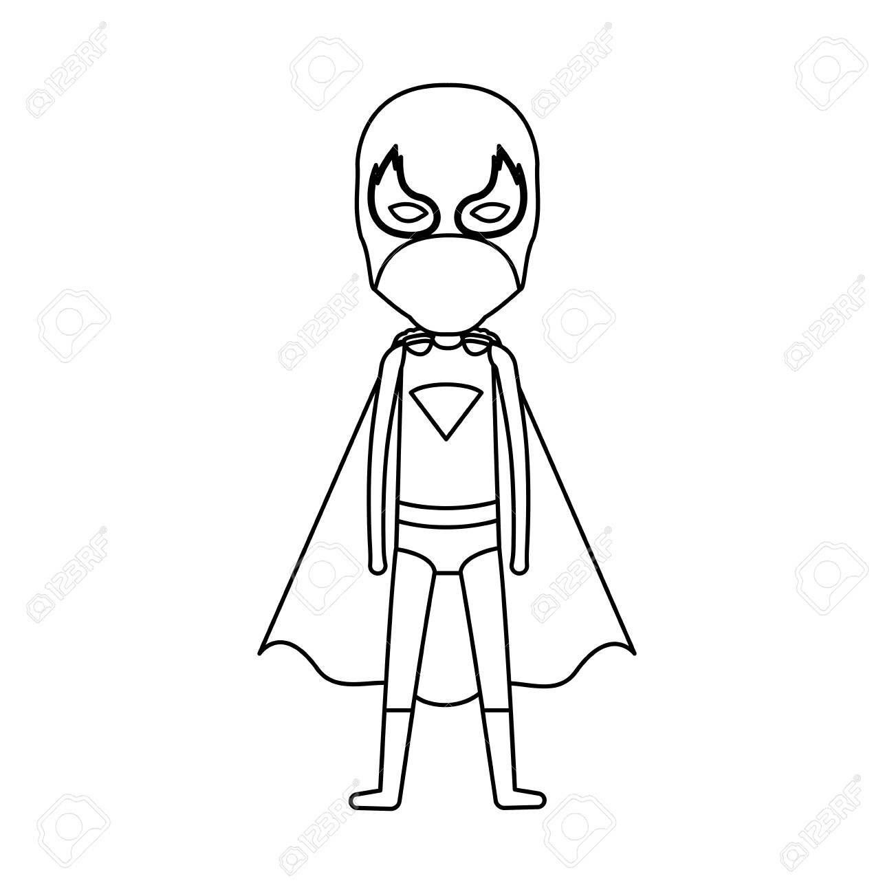 白黒輪郭に立って子供のスーパー ヒーロー ベクトル イラストの顔 のイラスト素材 ベクタ Image 白黒輪郭に立って子供のスーパー ヒーロー ベクトル イラストの顔 のイラスト素材 ベクタ Image