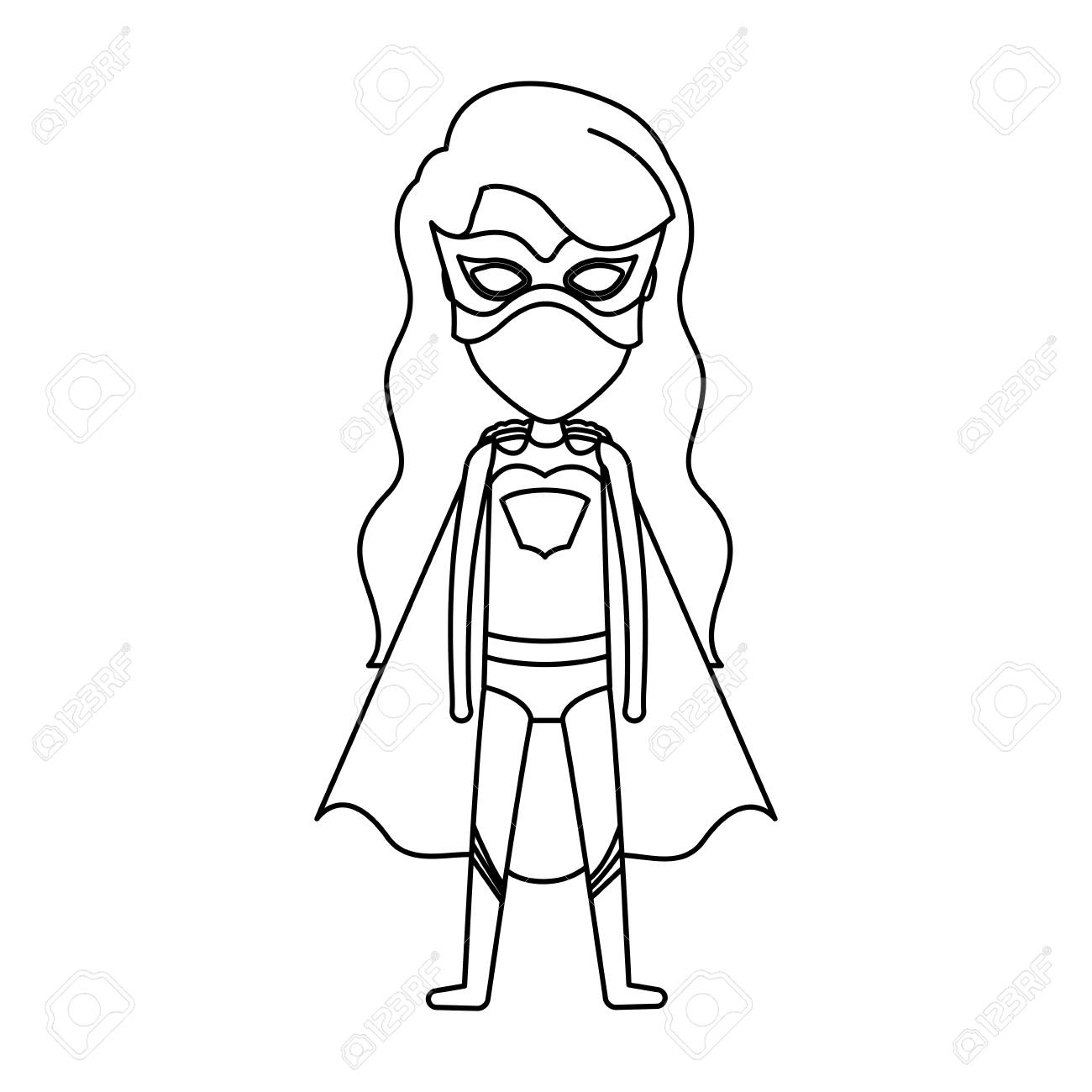 Monochrome Silhouette Faceless With Standing Girl Superhero With Long Wavy Hair Vector Illustration Royalty Free Cliparts Vectors And Stock Illustration Image