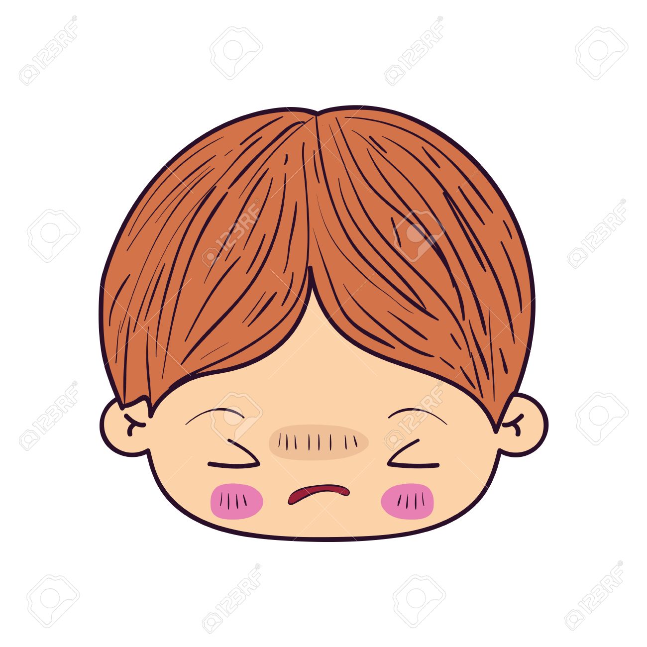 Cara De Caricatura Kawaii Cara Poco Con Expresion Facial Enojado