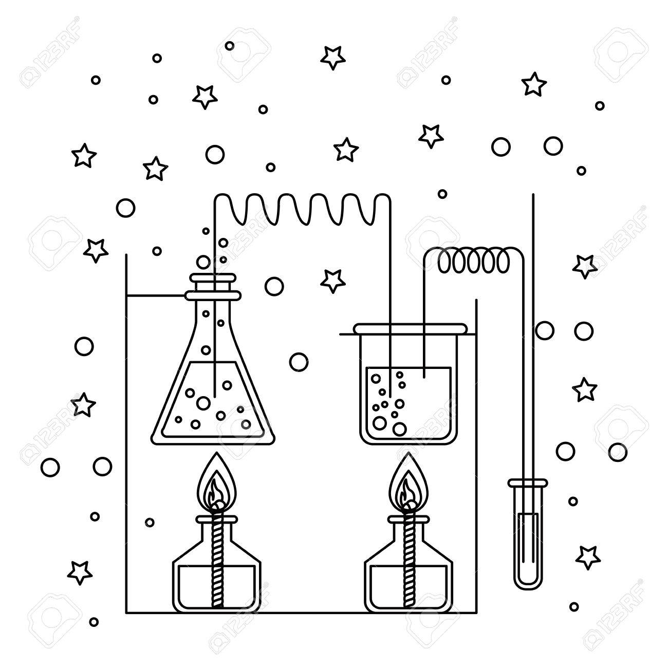 星とドットのベクトル図とプロセスの実験と化学実験室のモノクロ シルエット シーン のイラスト素材 ベクタ Image 7637