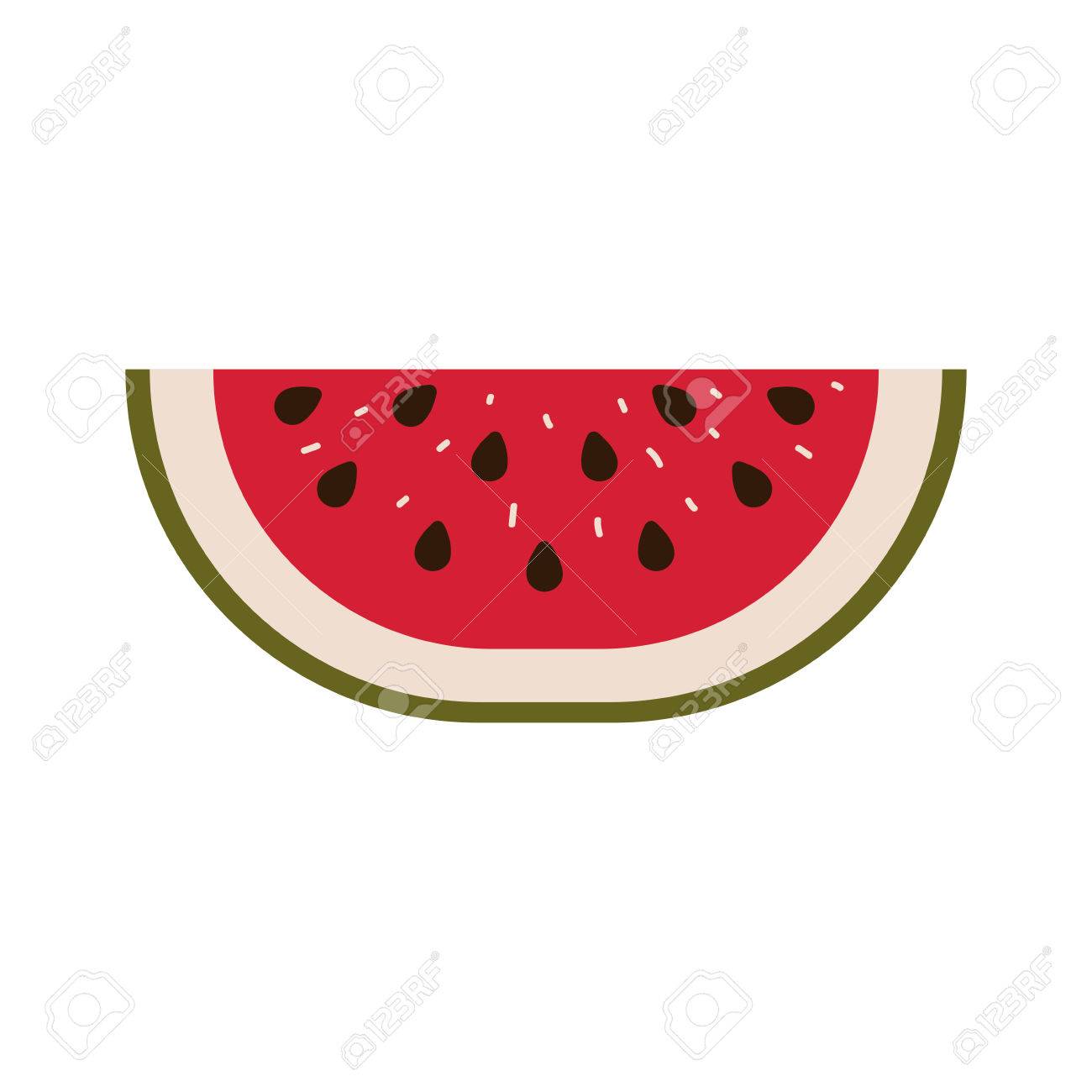 スイカ果実のスライスと輪郭ベクトル イラストのカラフルなシルエットのイラスト素材 ベクタ Image