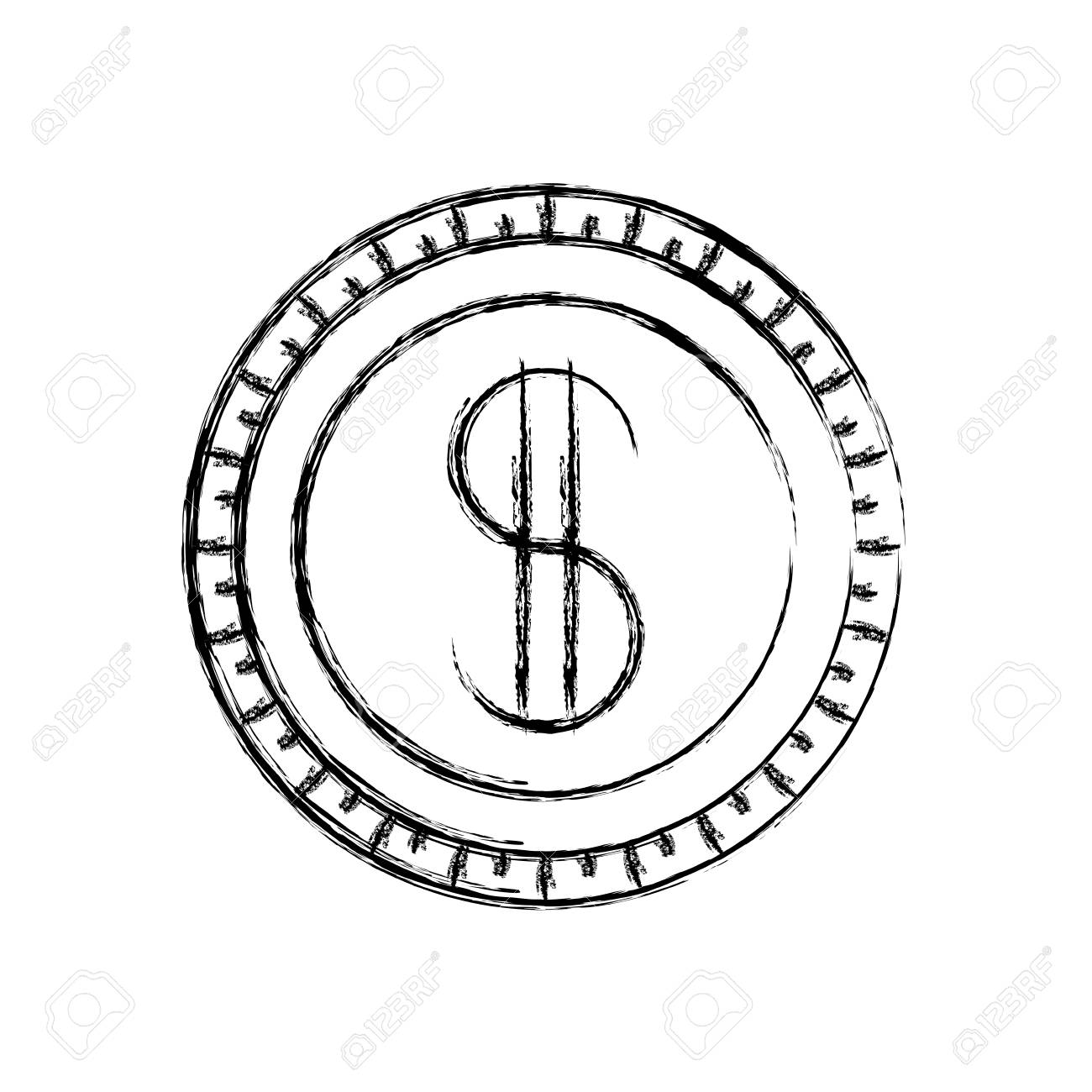 コイン アイコン ベクトル イラストの白黒のぼやけたシルエットのイラスト素材・ベクター Image 79180931