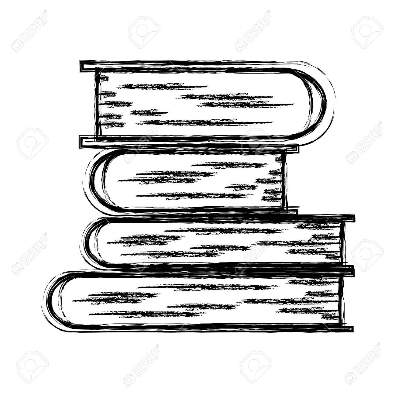 Monochrome Blurred Silhouette Of Stack Of Books Vector