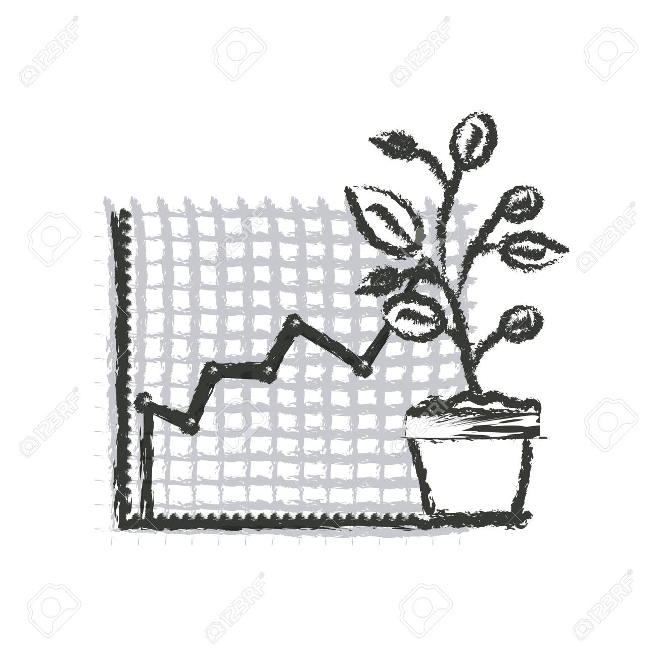 成長と金融リスク グラフィック ベクトル イラストの白黒のぼやけたシルエットのイラスト素材 ベクタ Image