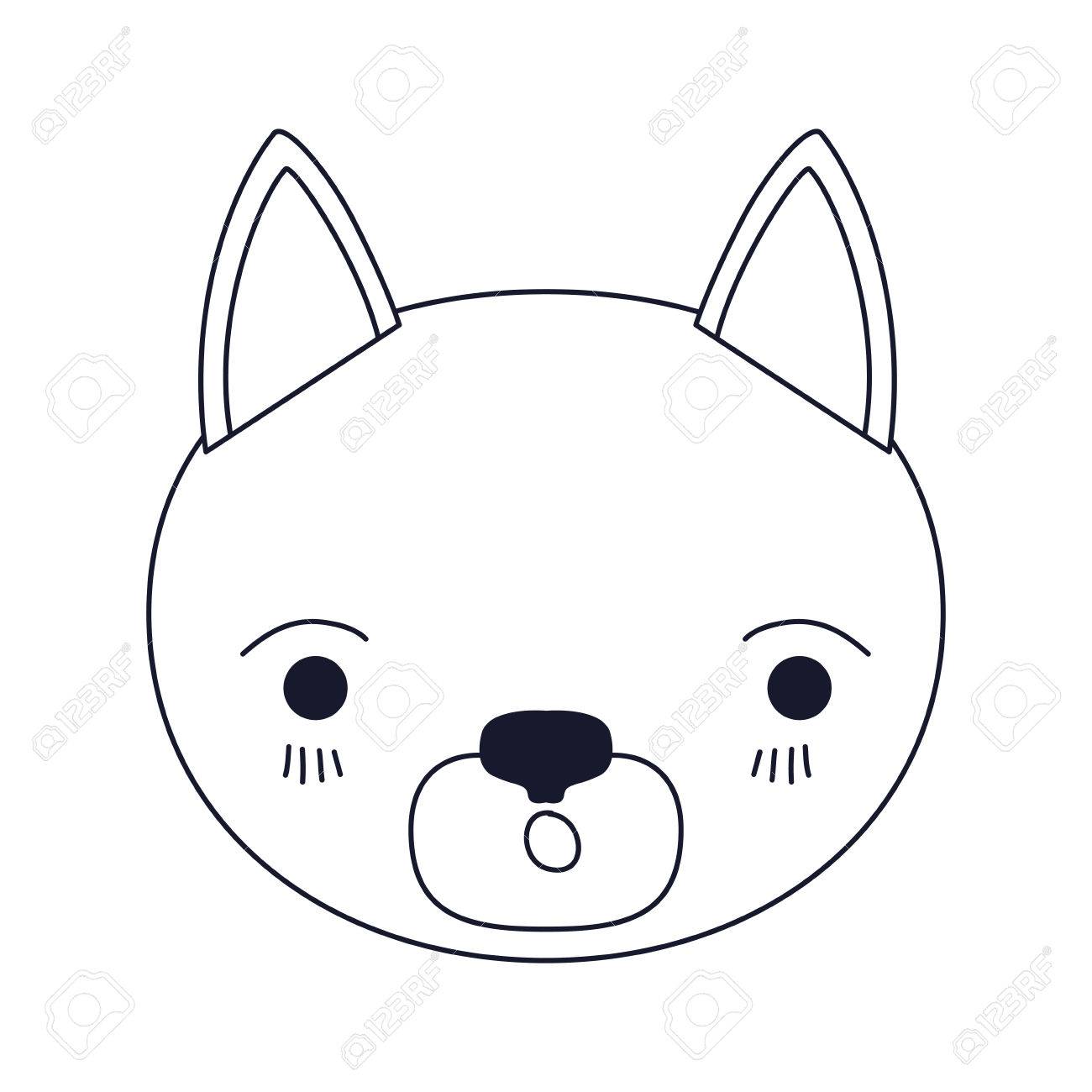 猫のシルエットの似顔絵の顔をスケッチ式ベクトル図を驚かせたのイラスト素材 ベクタ Image