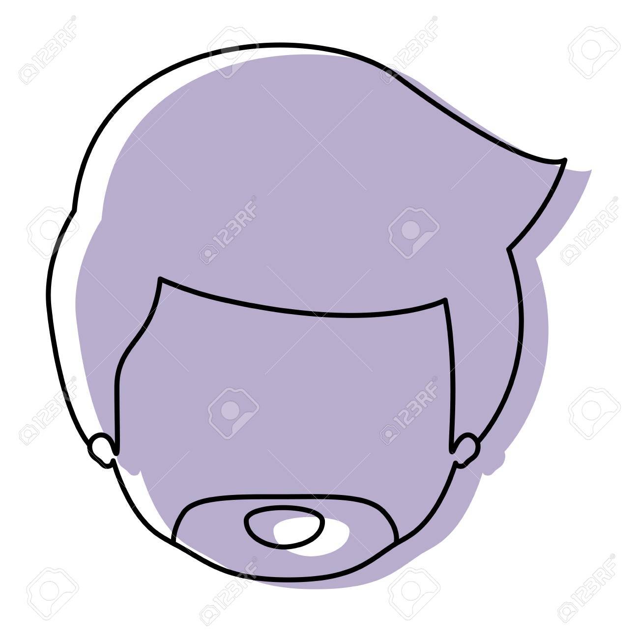 似顔絵の輪郭のシルエット ライラック色影クローズ アップ正面フェースレス男ヴァン ダイクひげベクトル イラスト のイラスト素材 ベクタ Image