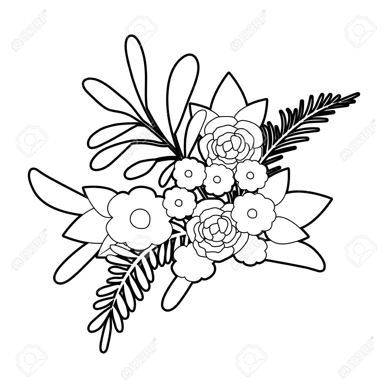 葉や枝のベクトル図と花束の花のシルエットをスケッチします のイラスト素材 ベクタ Image 34 葉や枝のベクトル図と花束の花のシルエットをスケッチします のイラスト素材 ベクタ Image 34