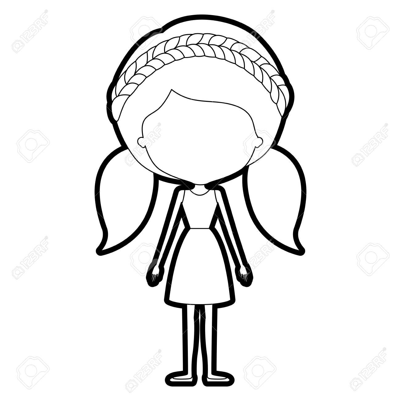 Esboco Silhueta Da Caricatura Magro Mulher Sem Rosto No Vestido Com Dupla Face Pigmeira E Trancada Ilustracao Vetorial Ilustraciones Vectoriales Clip Art Vectorizado Libre De Derechos Image 83400502