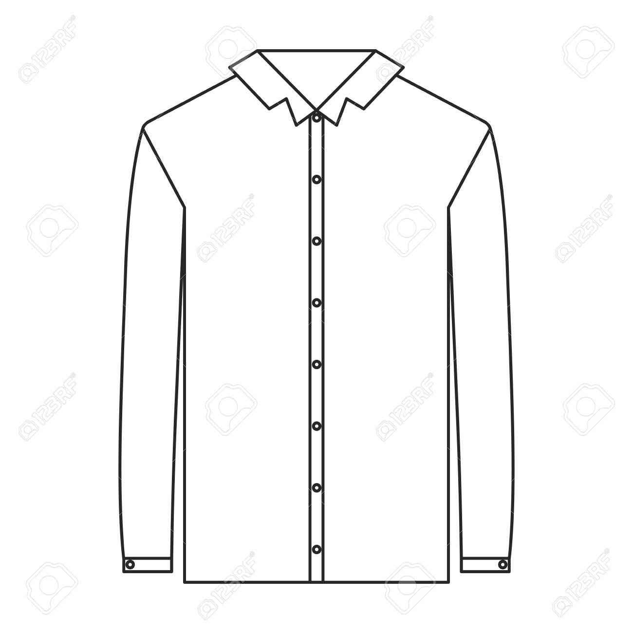 シャツ長袖男ベクトル イラストのモノクロ シルエット のイラスト素材 ベクタ Image