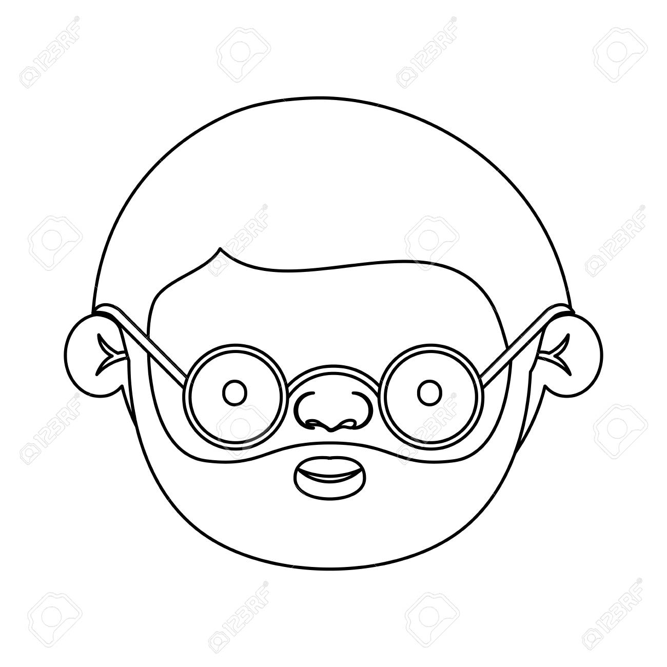 顔ひげとメガネのベクトル図と老人のシルエットをスケッチします のイラスト素材 ベクタ Image 84679953