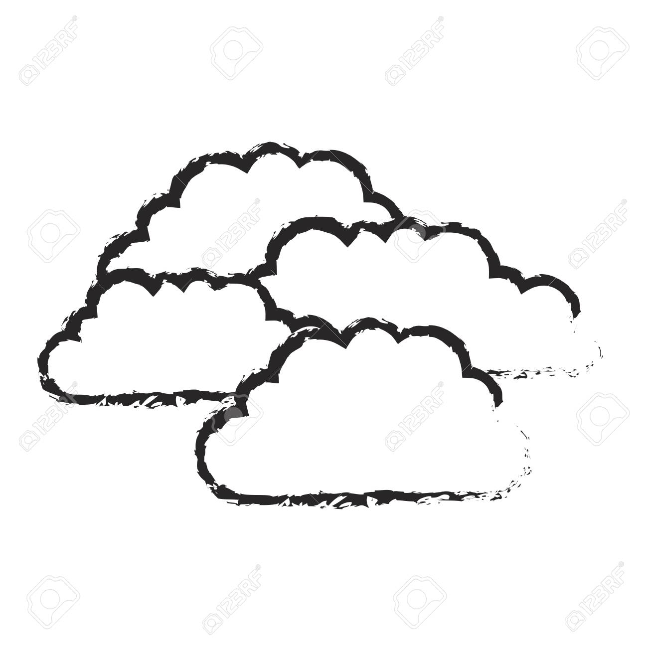 雲のベクトル図のセットで白黒のぼやけたシルエットのイラスト素材 ベクタ Image