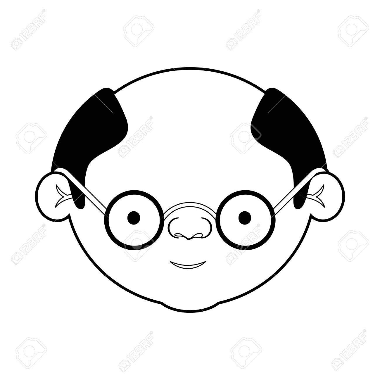 黒いシルエットのセクション ベクトル図で眼鏡をかけて顔ハゲ老人を似顔絵します のイラスト素材 ベクタ Image 84863027