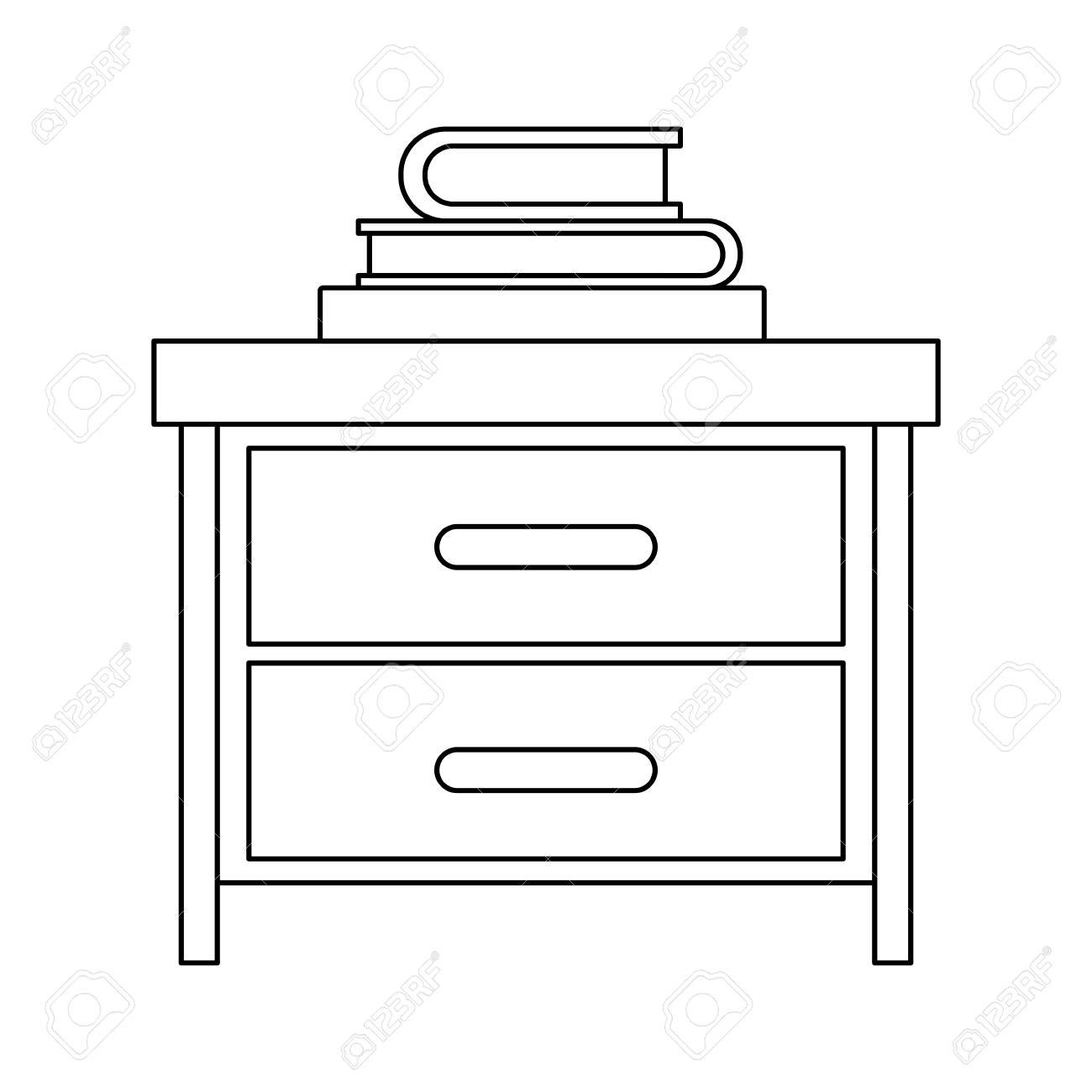 Nightstand With Stack Books Sketch Silhouette On White Background Royalty Free Cliparts Vectors And Stock Illustration Image 84992055
