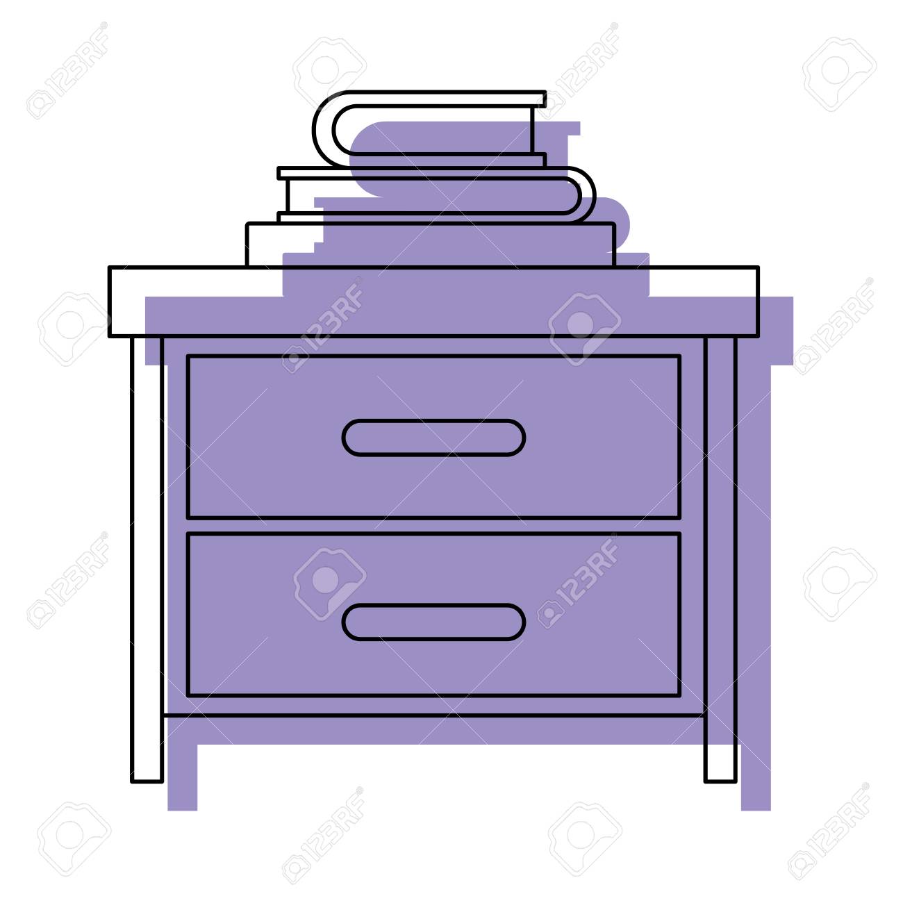 ナイト スタック本の紫色の白い背景ベクトル イラストを水彩のシルエットのイラスト素材 ベクタ Image