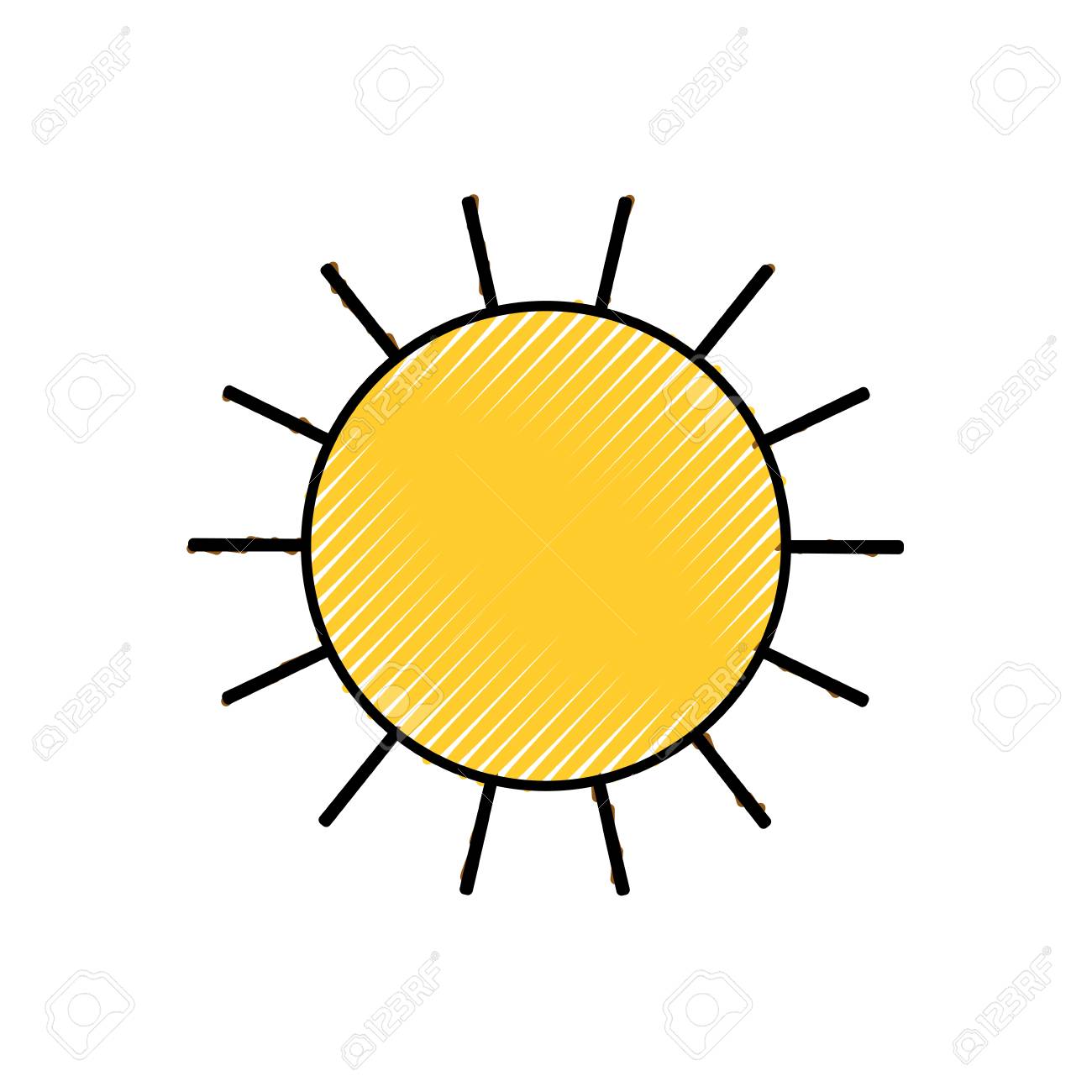sun icon colored crayon silhouette vector illustration royalty free