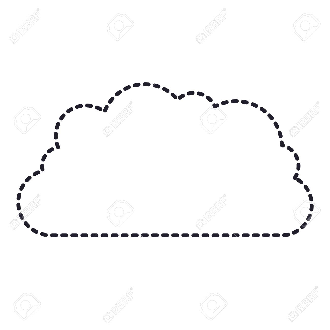 モノクロシルエット点線ベクトルイラストのクラウドストレージデータサービスアイコンのイラスト素材 ベクタ Image