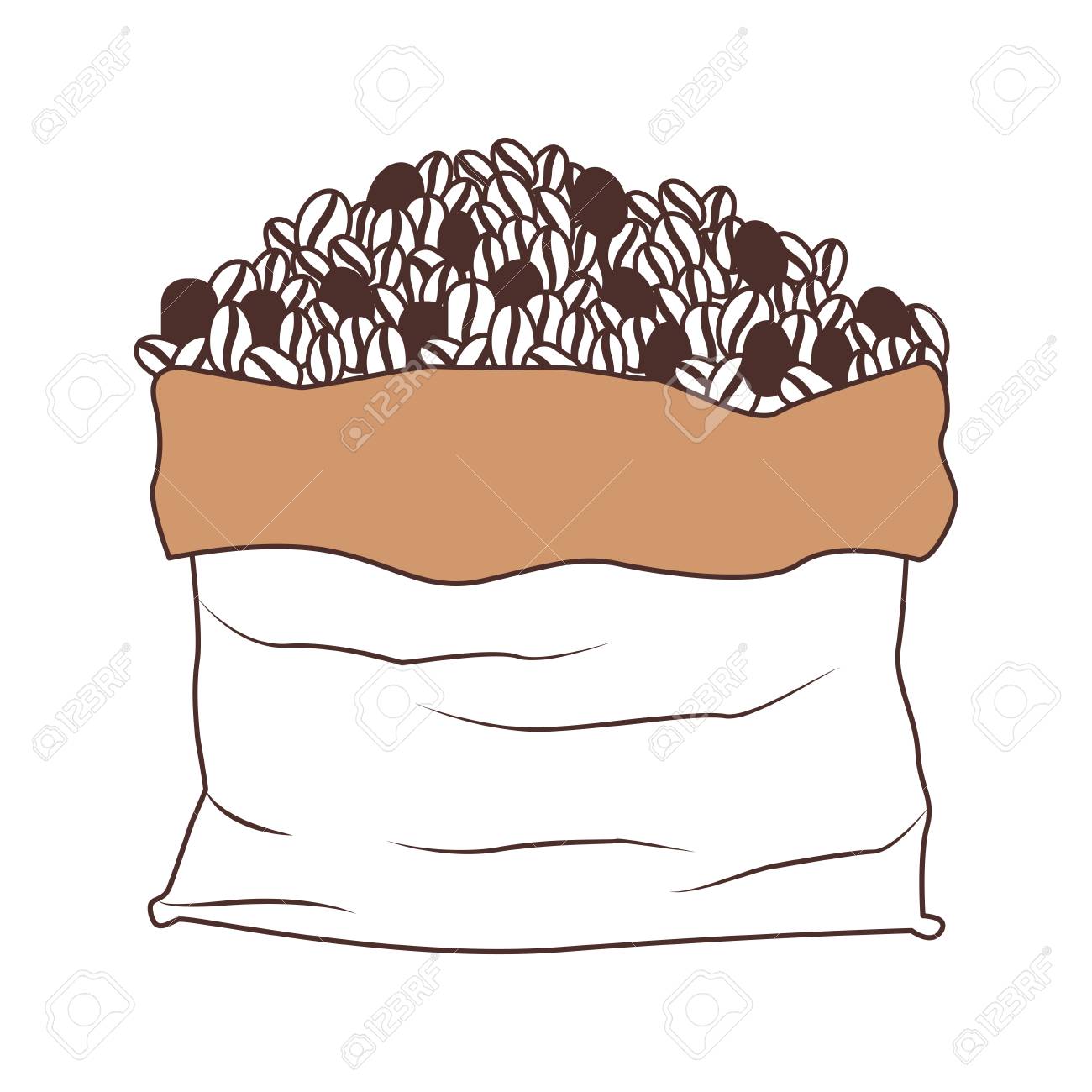 白背景ベクトル イラストのコーヒー豆シルエット カラー セクションにバッグします のイラスト素材 ベクタ Image
