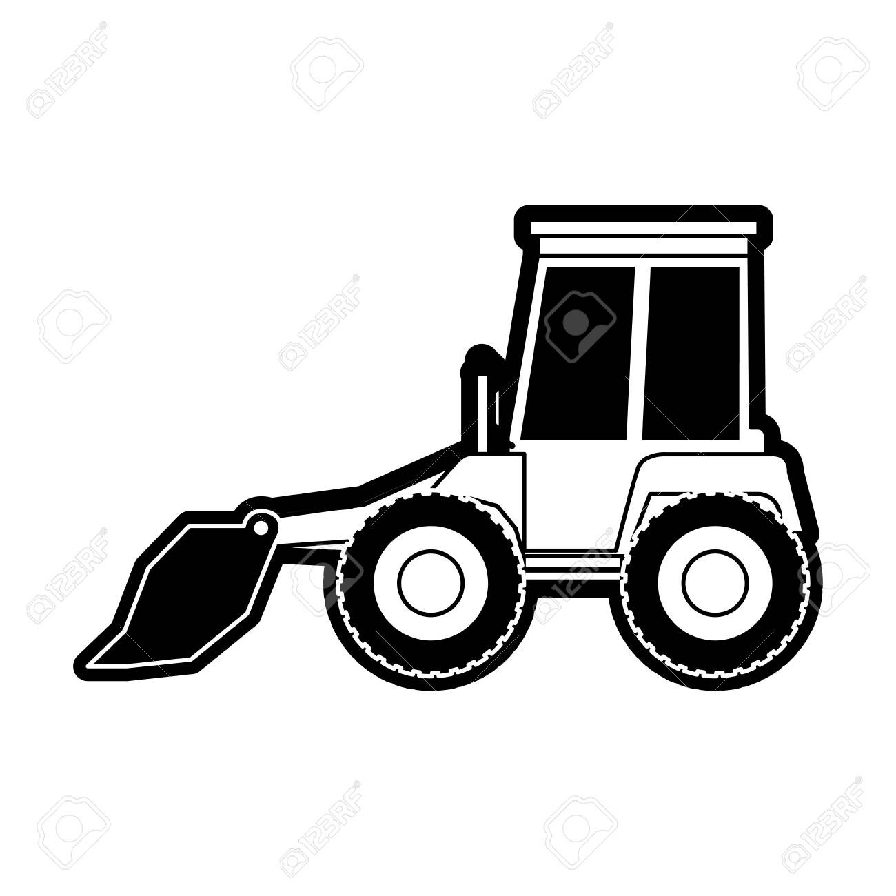 ブルドーザー フラット アイコン黒シルエット ベクトル図 のイラスト素材 ベクタ Image