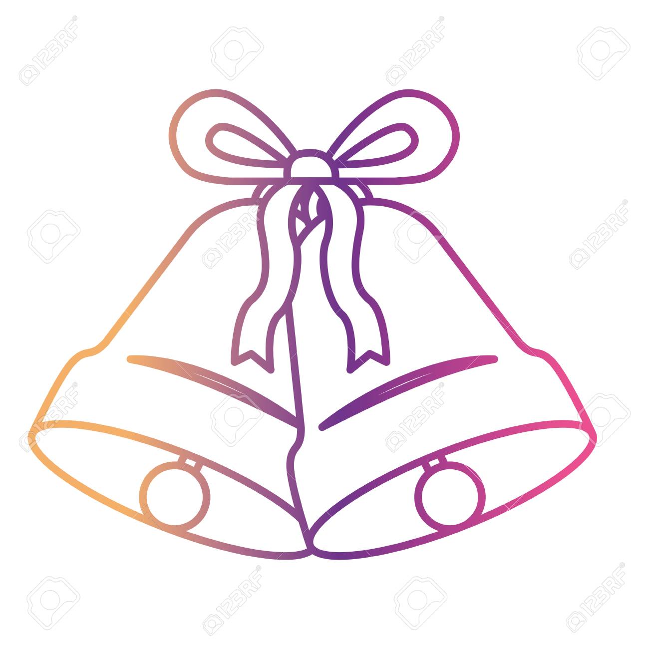 Double Bell With Decorative Ribbon In Front View On Gradient Royalty Free Cliparts Vectors And Stock Illustration Image