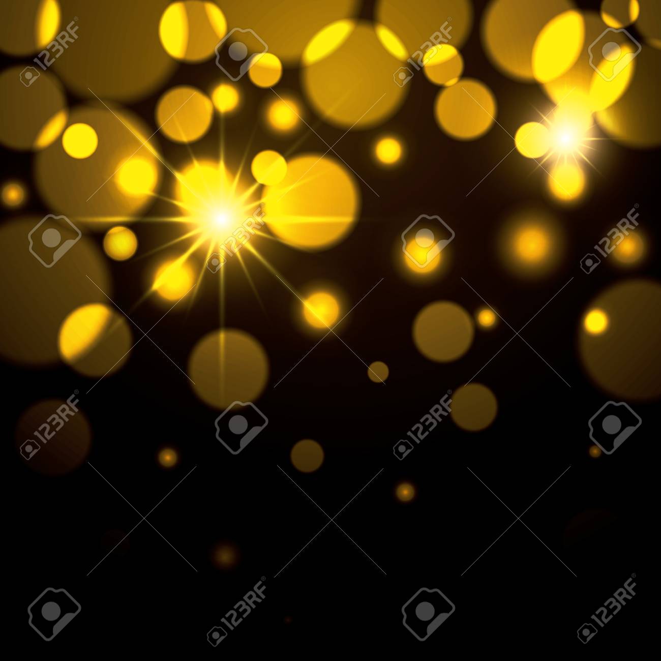 花火は 黒の背景のベクトル図で黄色の色で火花します のイラスト素材 ベクタ Image