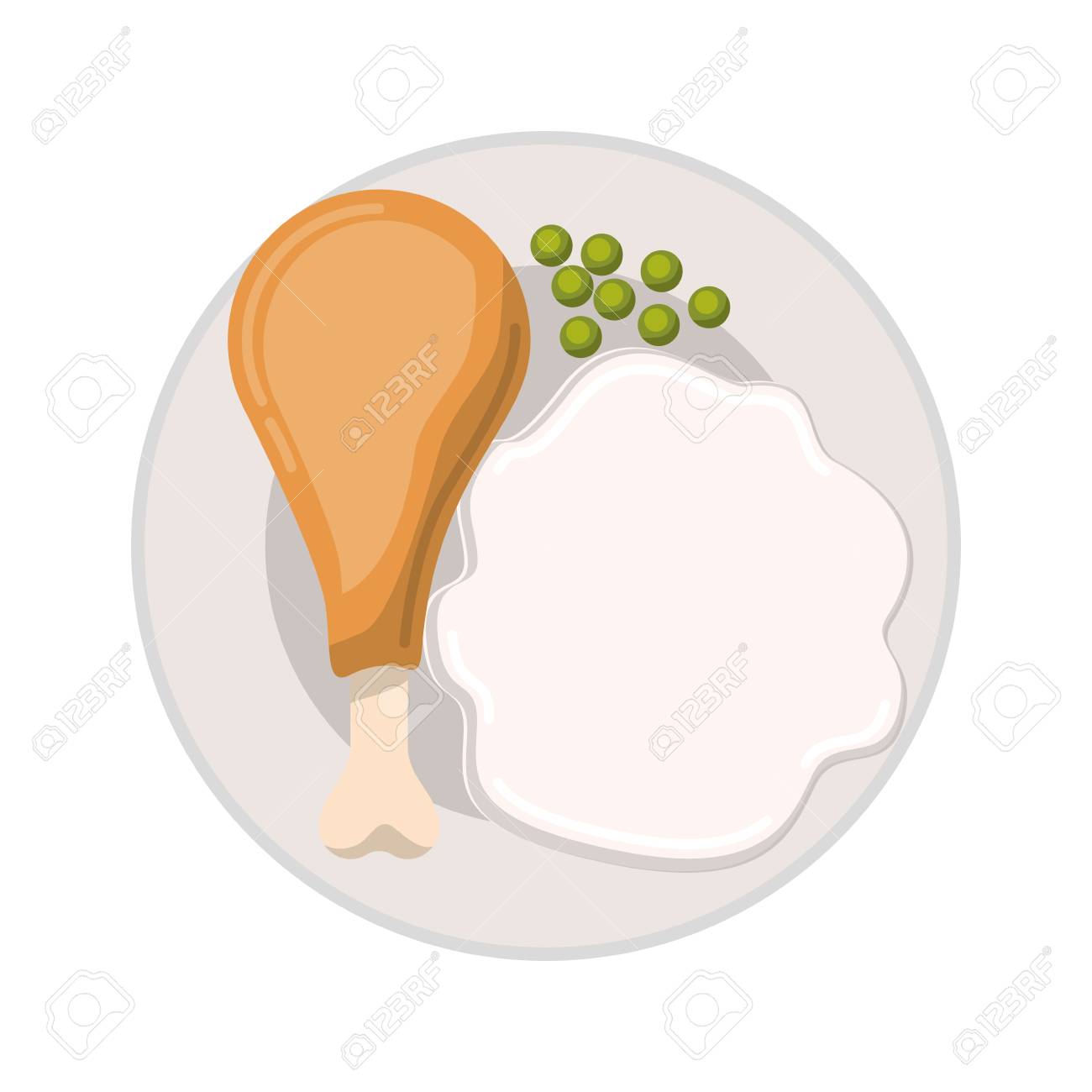 Food Plate Chicken Thigh With Peas And Rice In Colorful Silhouette Royalty Free Cliparts Vectors And Stock Illustration Image