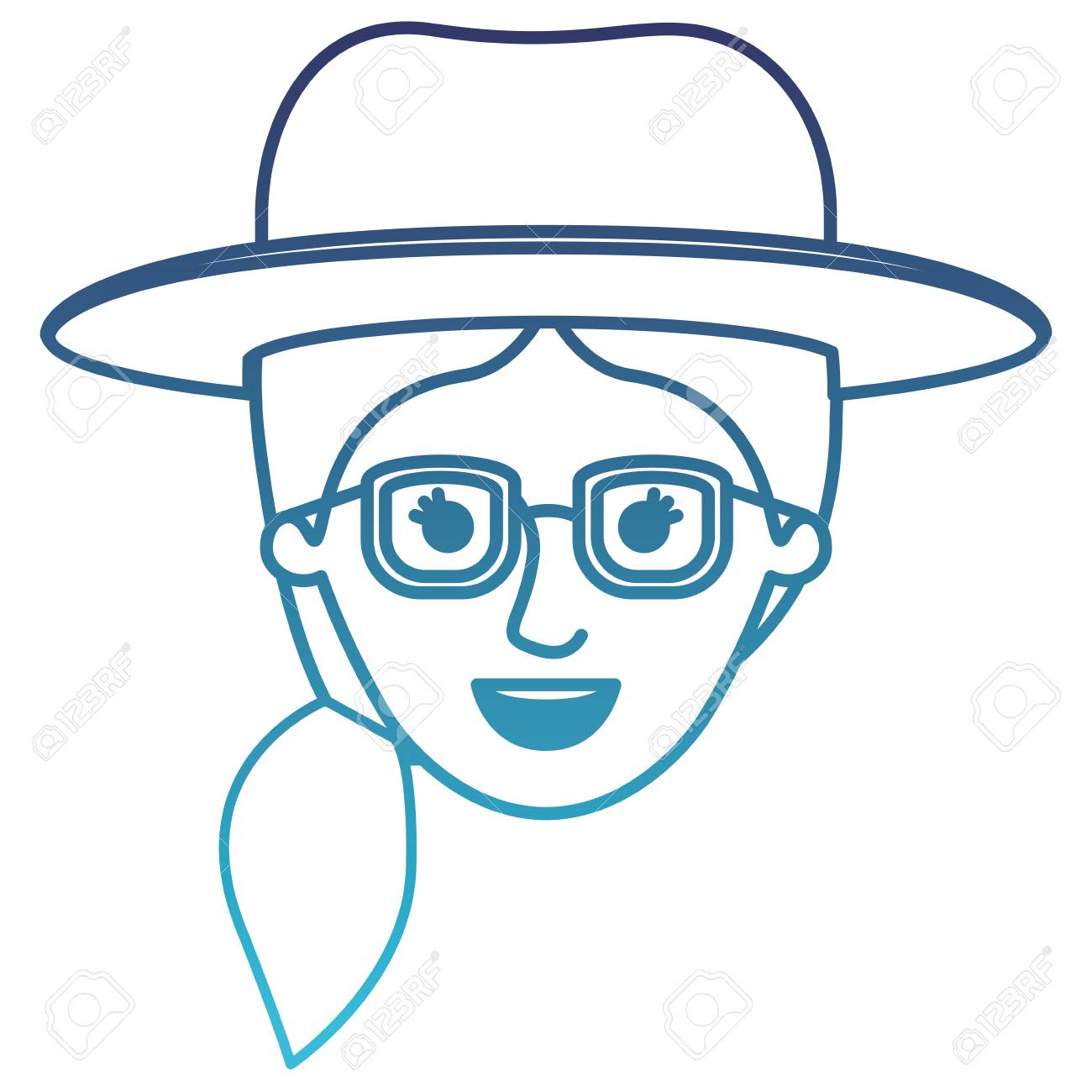 Rosto Feminino Com Chapeu E Oculos E Cabelo De Rabo De Cavalo Na Ilustracao Em Vetor Degradado Silhueta Azul Ilustraciones Vectoriales Clip Art Vectorizado Libre De Derechos Image 90831885