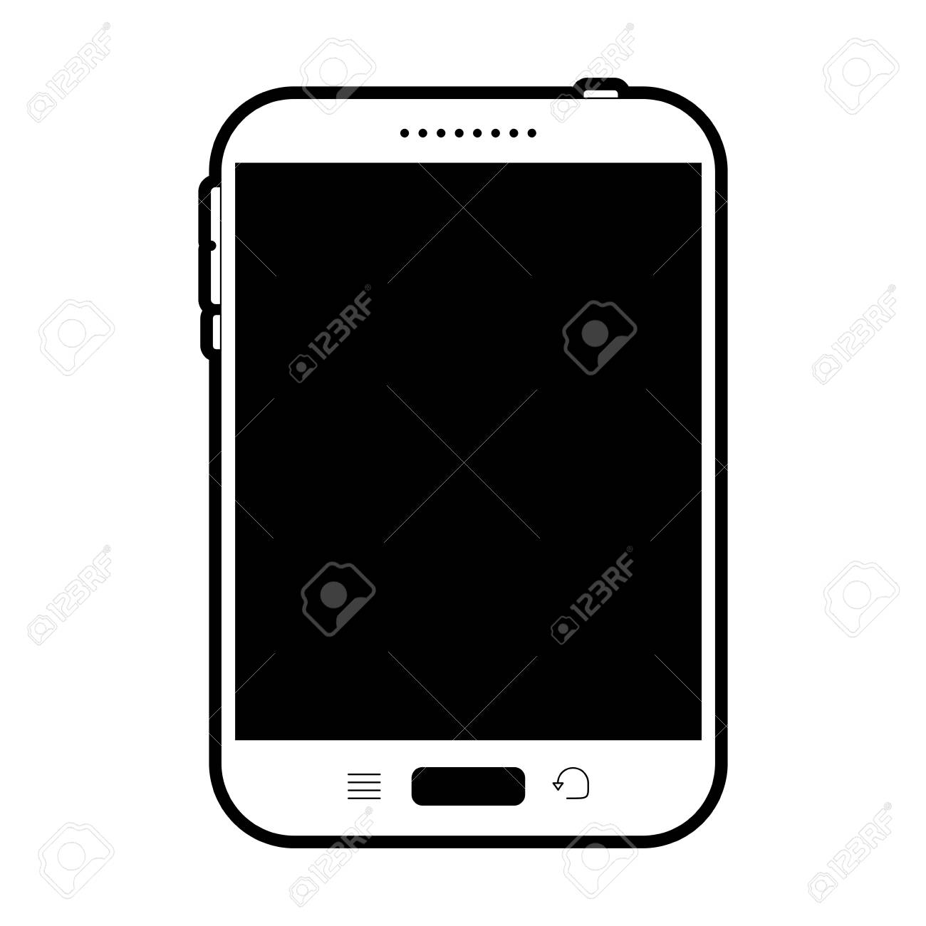 黒いシルエットベクトルイラストのタブレット技術デバイスフロントビューアイコンのイラスト素材 ベクタ Image