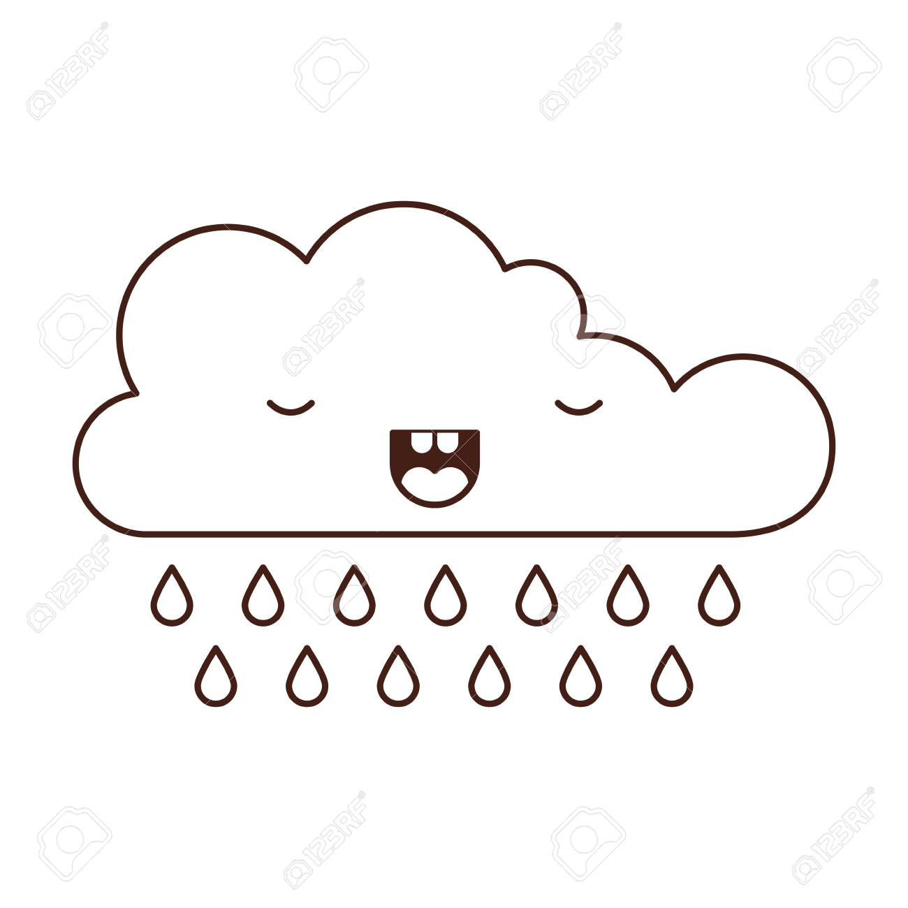 モノクロシルエットベクトルイラストで雨と雲のイラスト素材 ベクタ Image