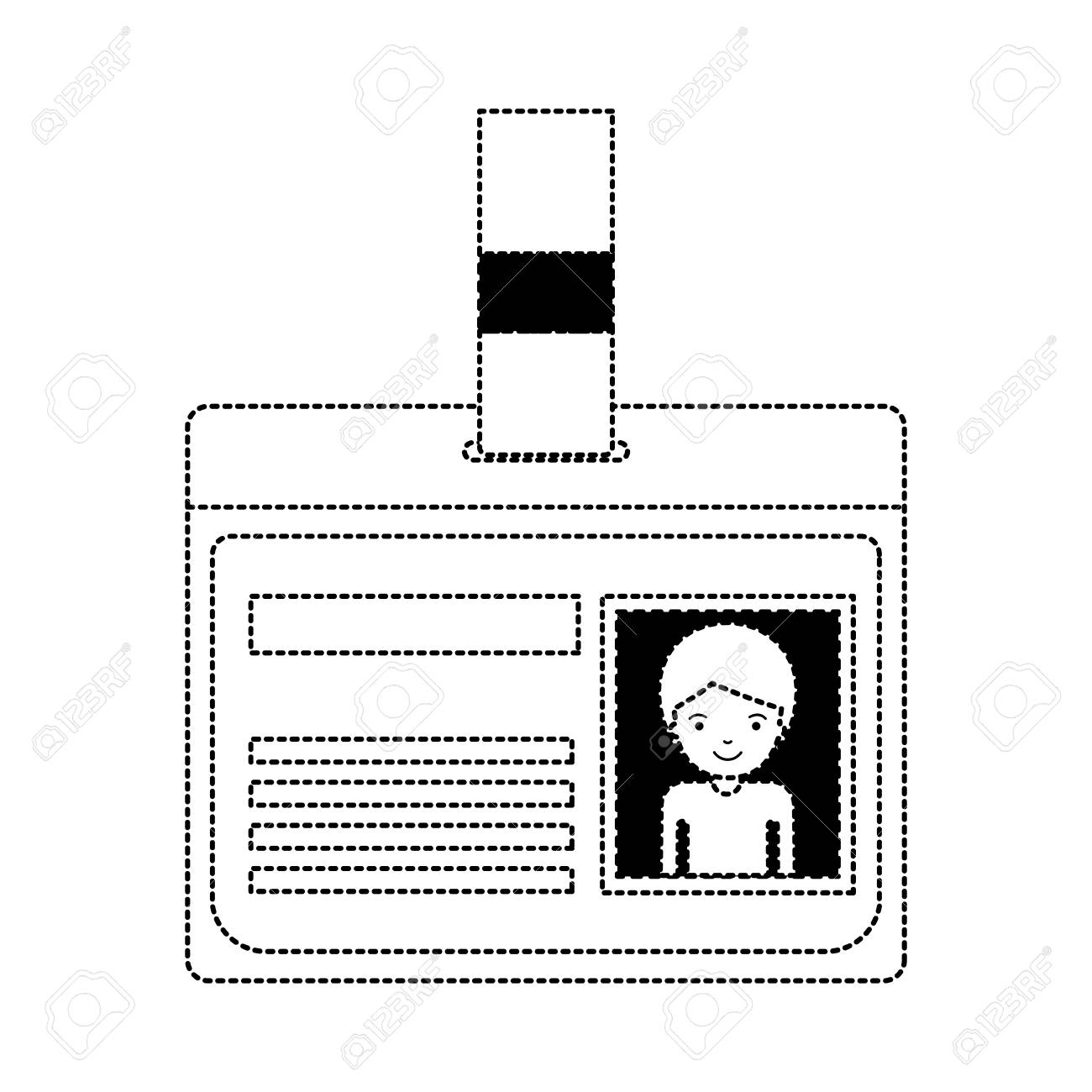 黒点線シルエットベクトルイラストで短い髪を持つ半身男の絵付きの身分証明書 のイラスト素材 ベクタ Image