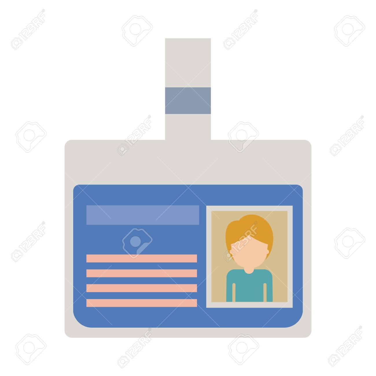 カラフルなシルエットで短い髪と半身男の写真と顔のない顔を持つ身分証明書 ベクトルイラスト のイラスト素材 ベクタ Image